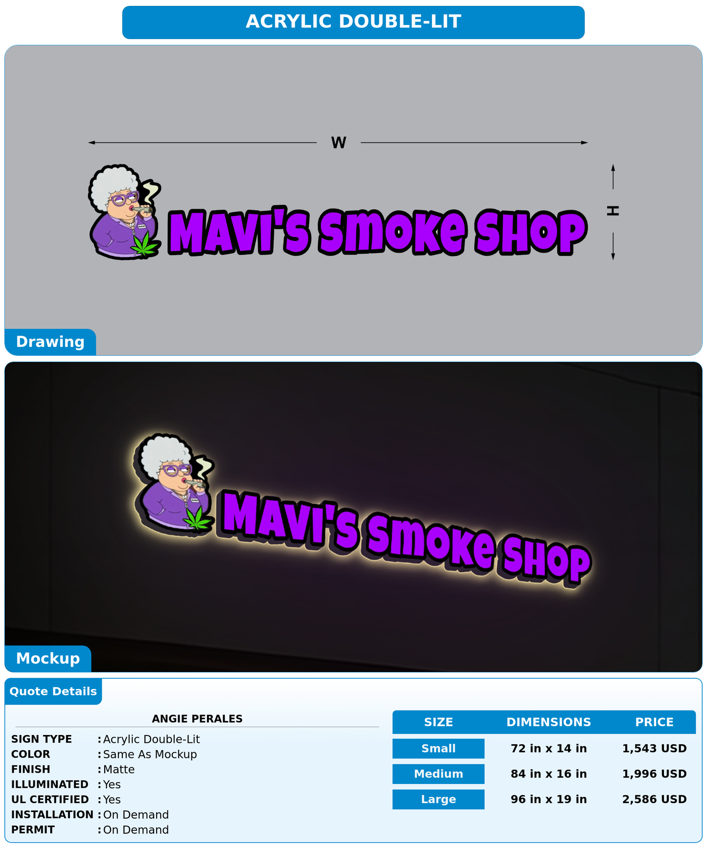 CUSTOM MOCKUP SIGN FOR Angie perales