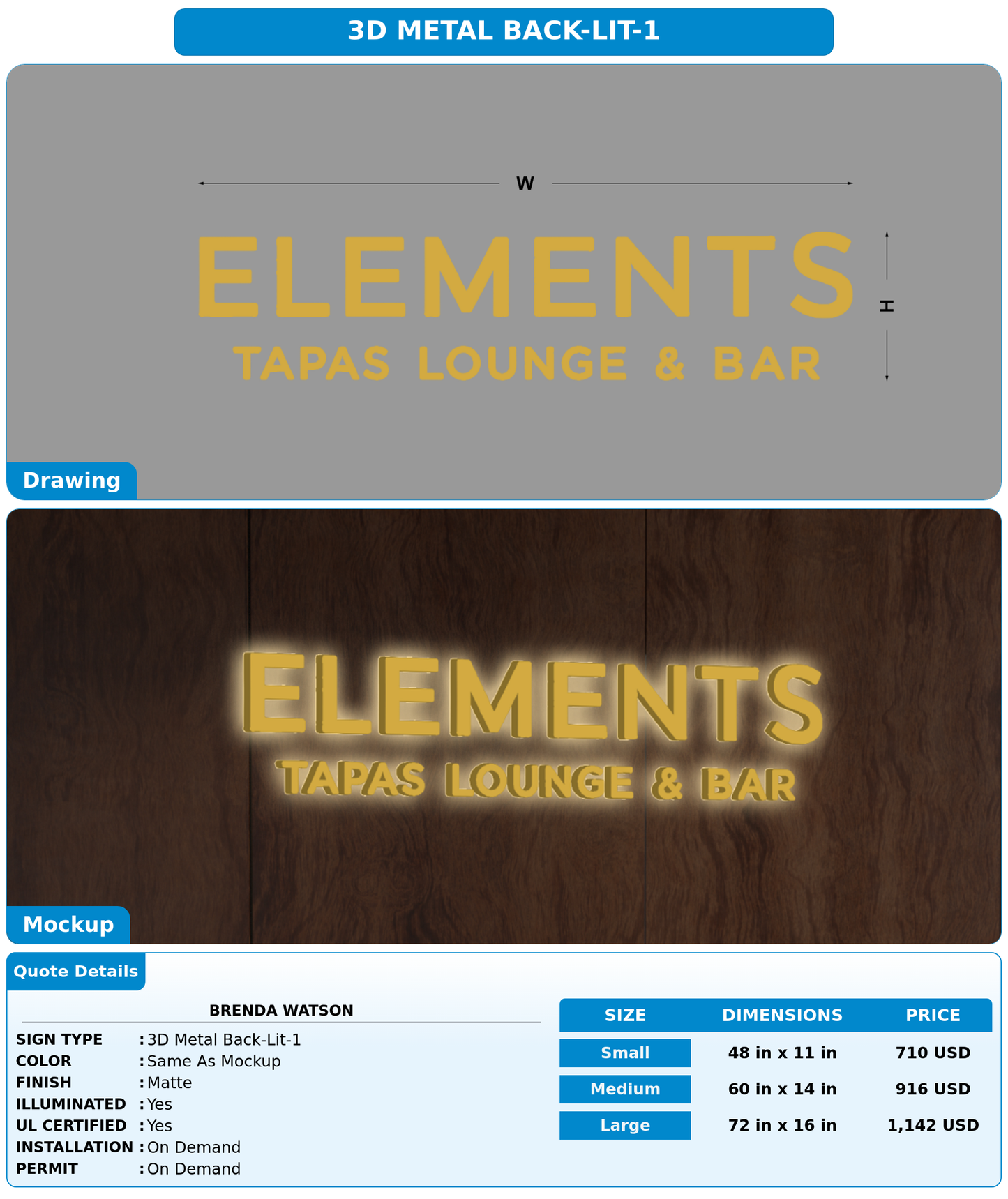 CUSTOM MOCKUP SIGN FOR Brenda Watson