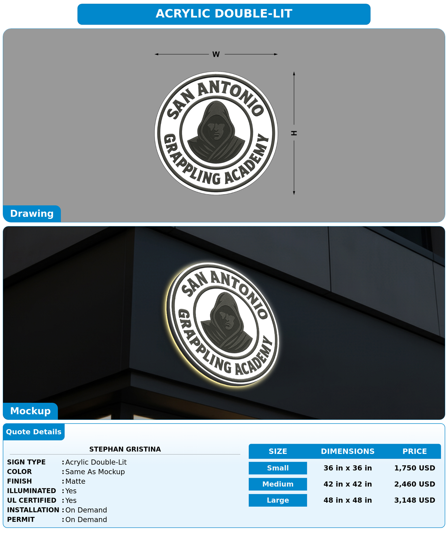CUSTOM MOCKUP SIGN FOR Stephan Gristina