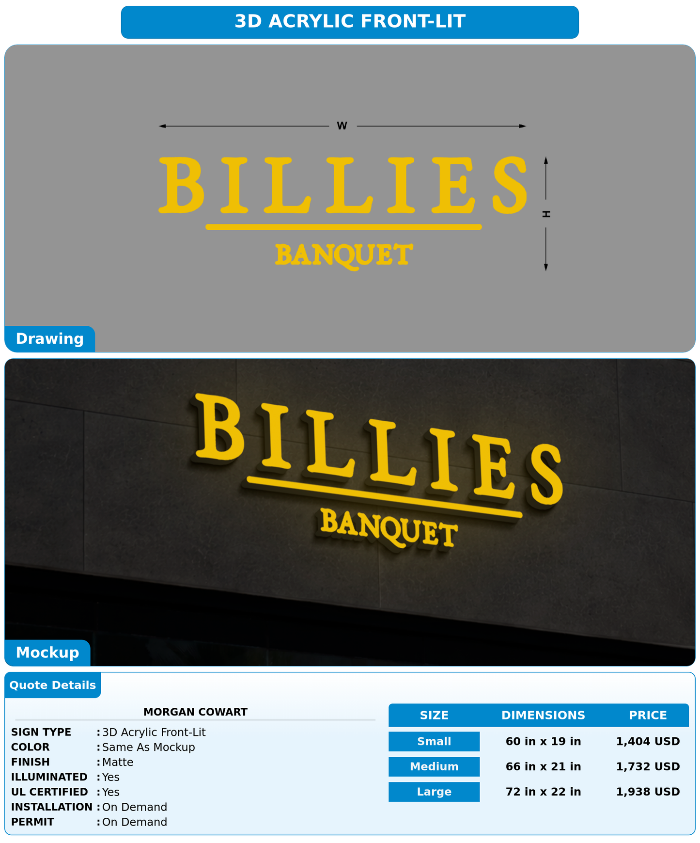 CUSTOM MOCKUP SIGN FOR Morgan Cowart