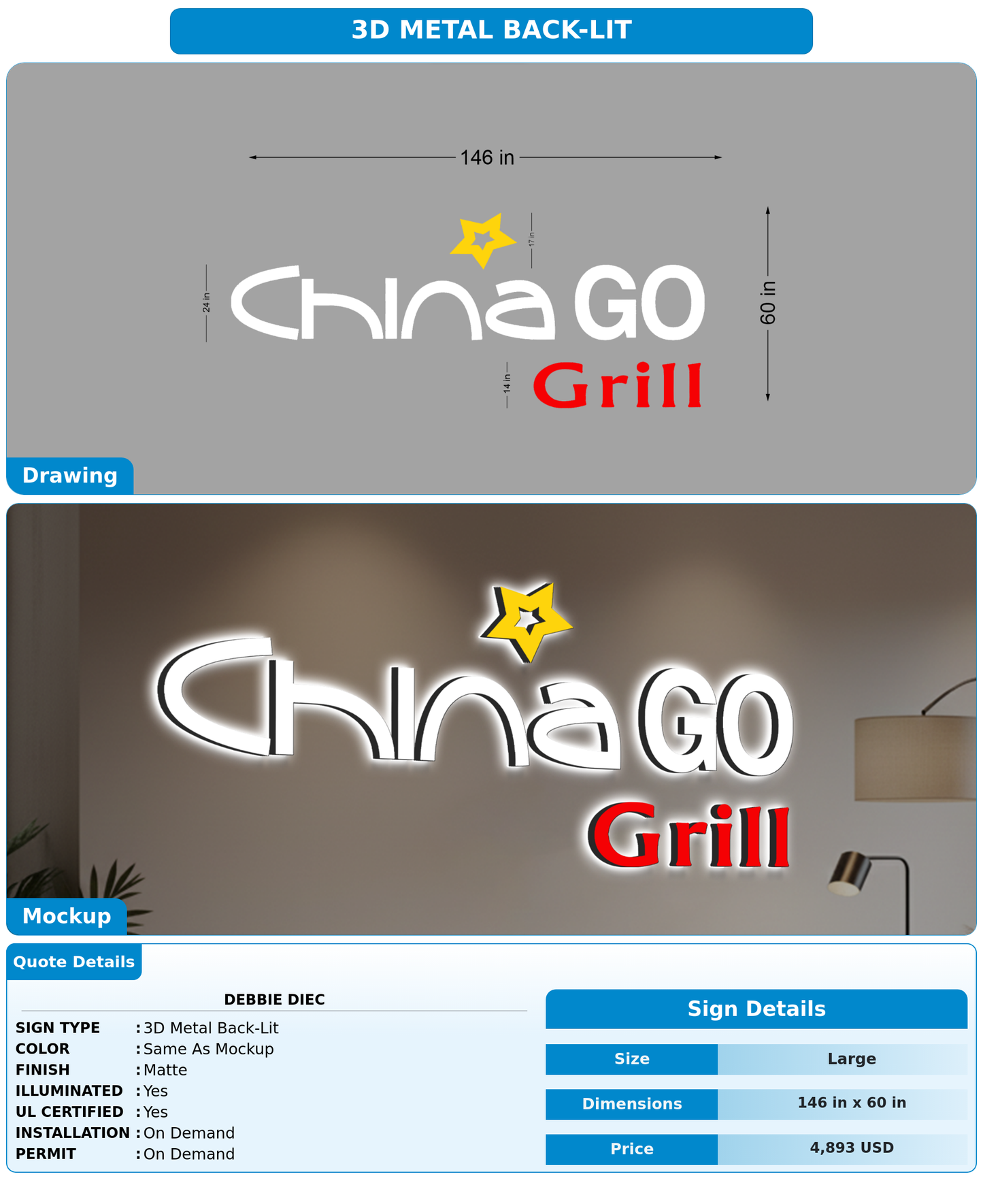 CUSTOM MOCKUP SIGN FOR Debbie diec