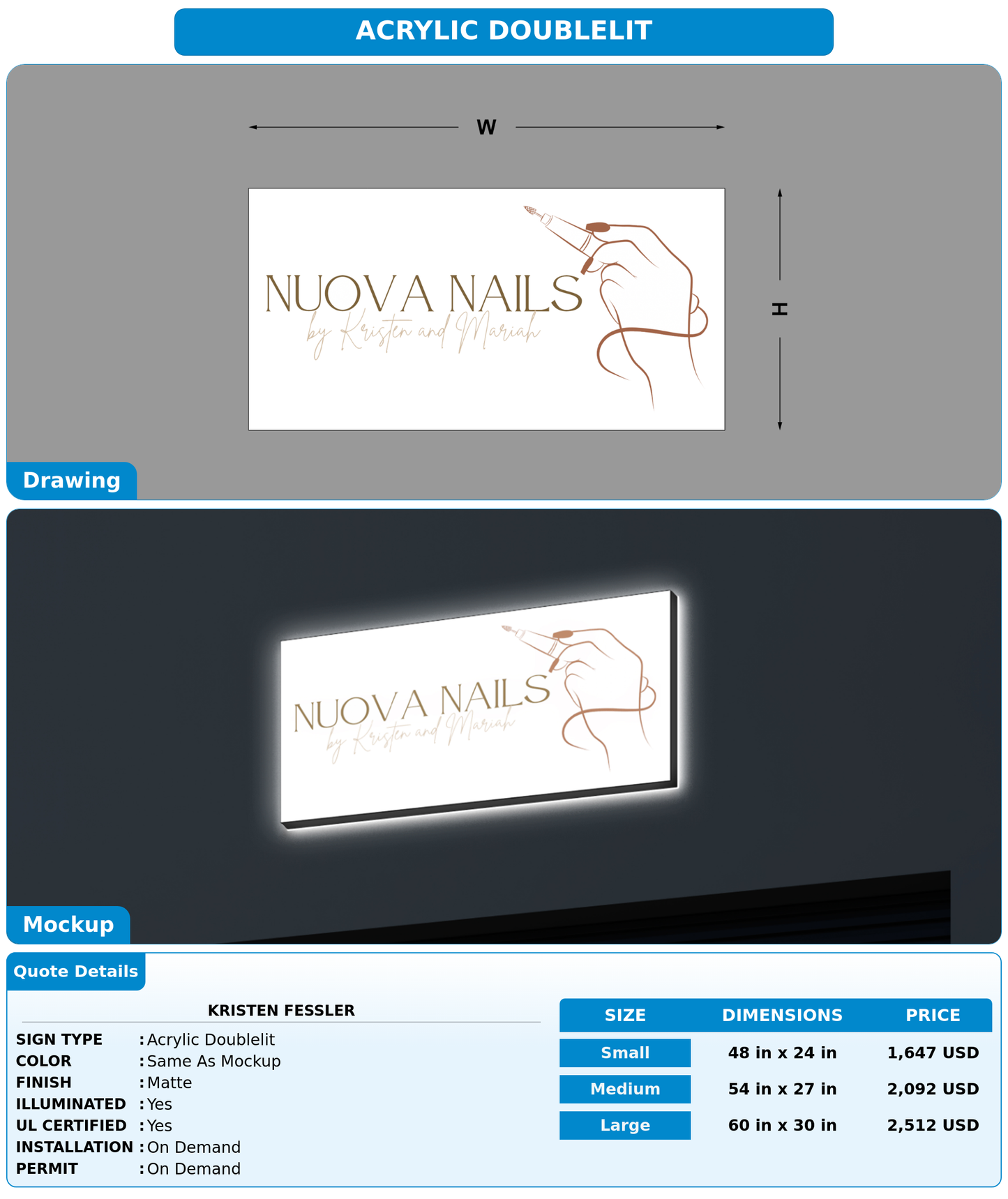 CUSTOM MOCKUP SIGN FOR Kristen Fessler