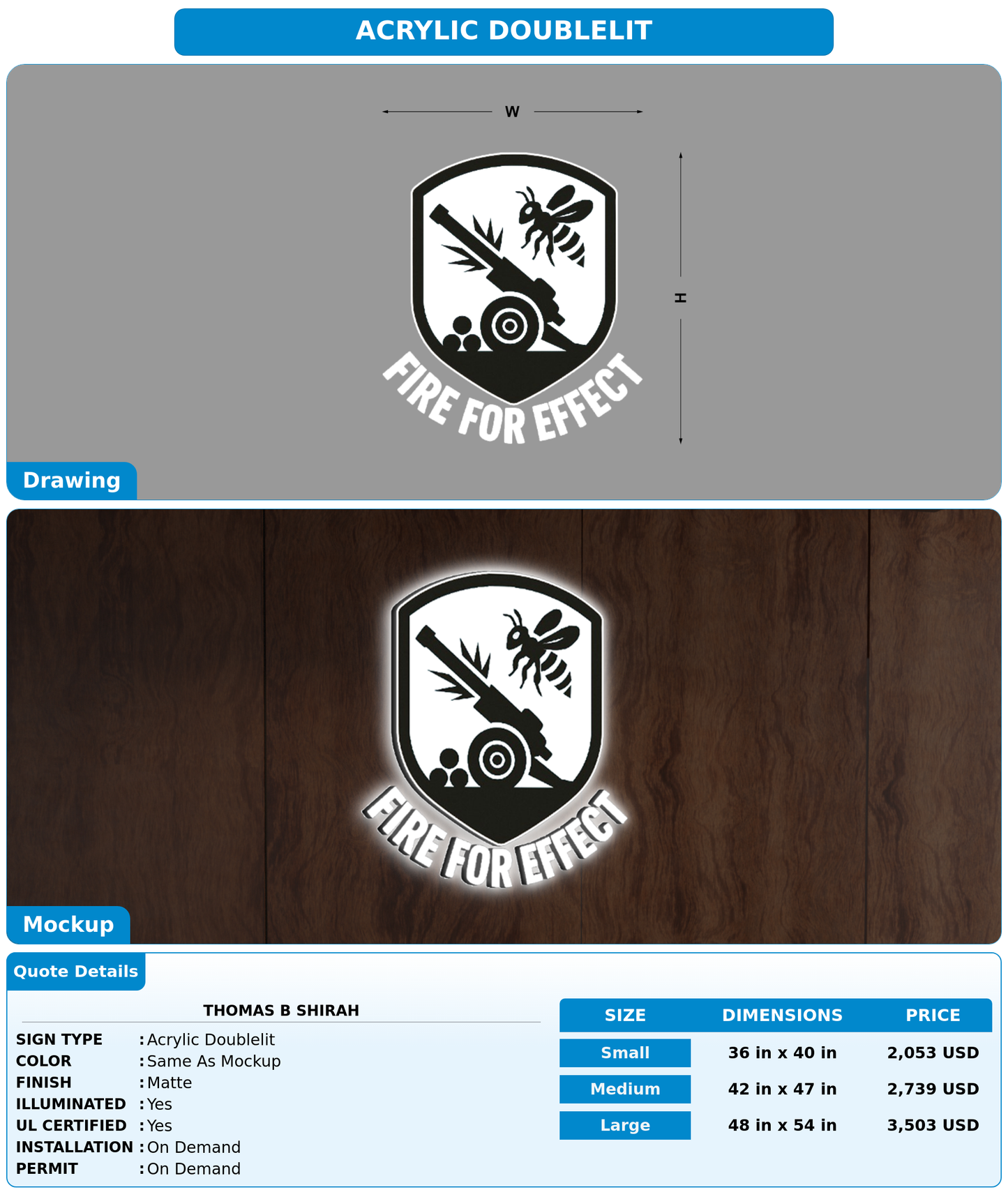 CUSTOM MOCKUP SIGN FOR Thomas B Shirah