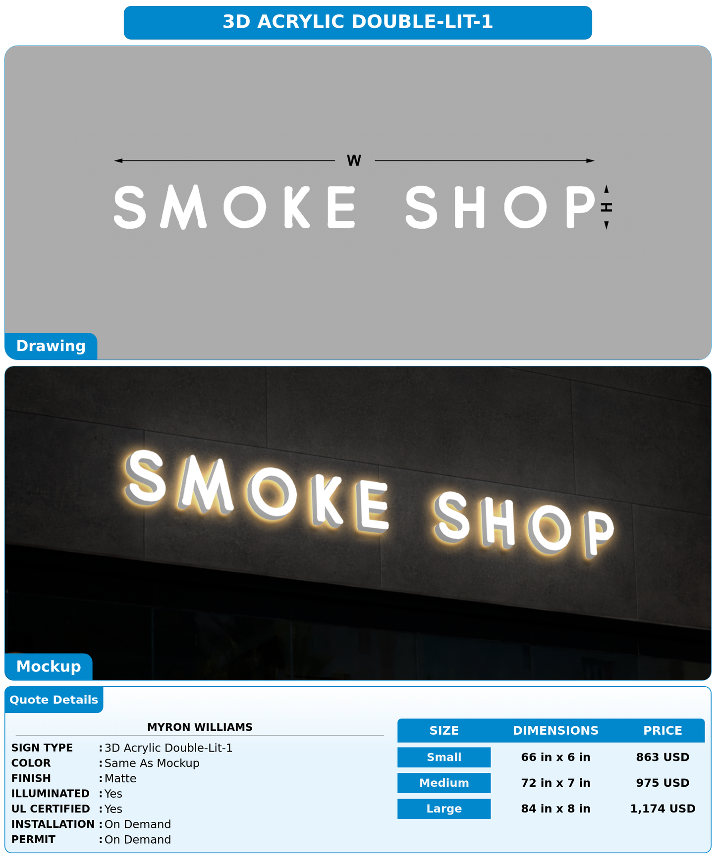CUSTOM MOCKUP SIGN FOR Myron Williams