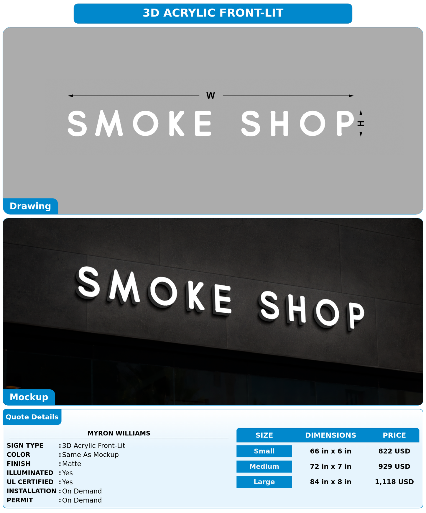 CUSTOM MOCKUP SIGN FOR Myron Williams
