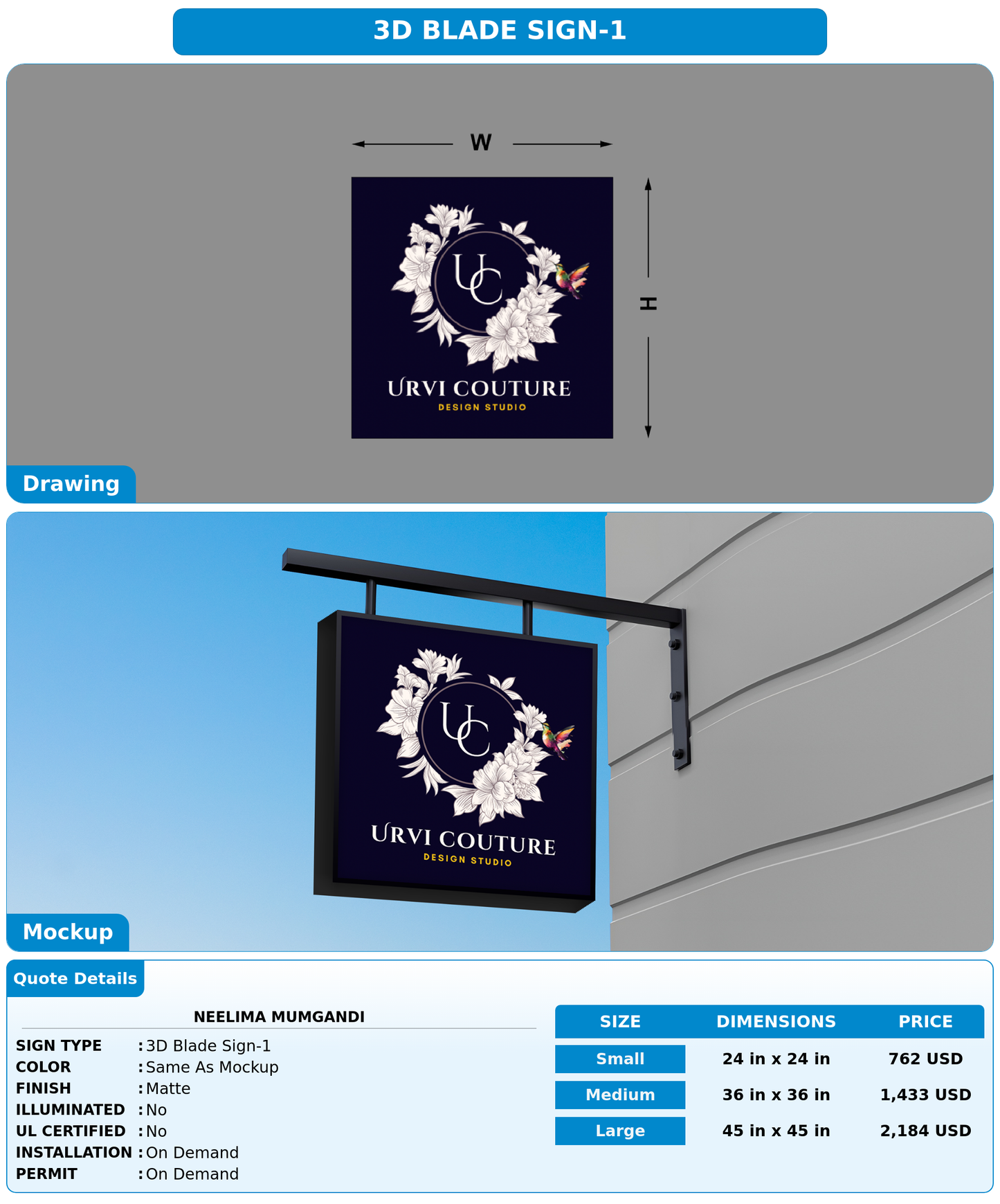CUSTOM MOCKUP SIGN FOR Neelima Mumgandi