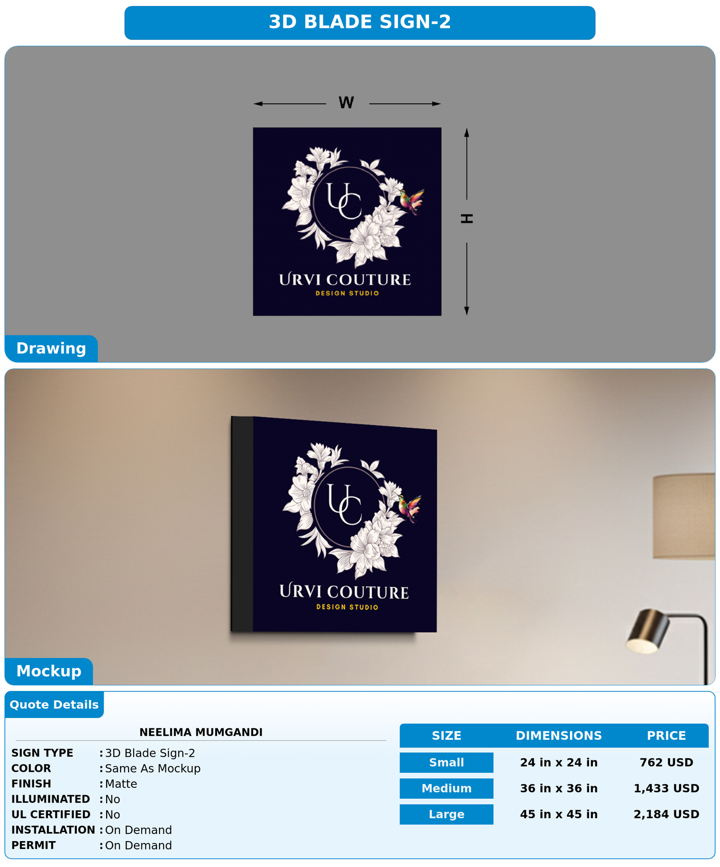 CUSTOM MOCKUP SIGN FOR Neelima Mumgandi