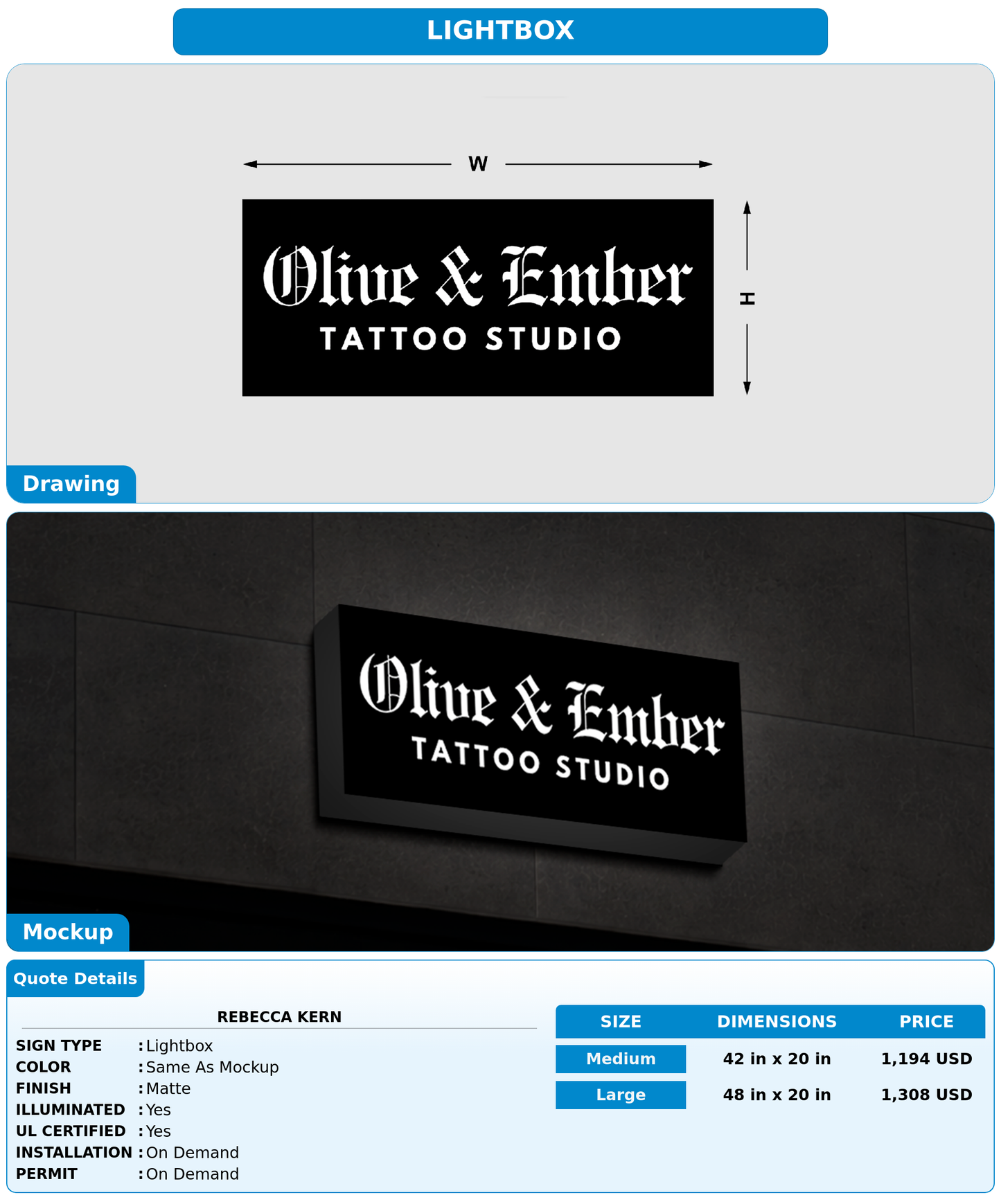 CUSTOM MOCKUP SIGN FOR Rebecca kern