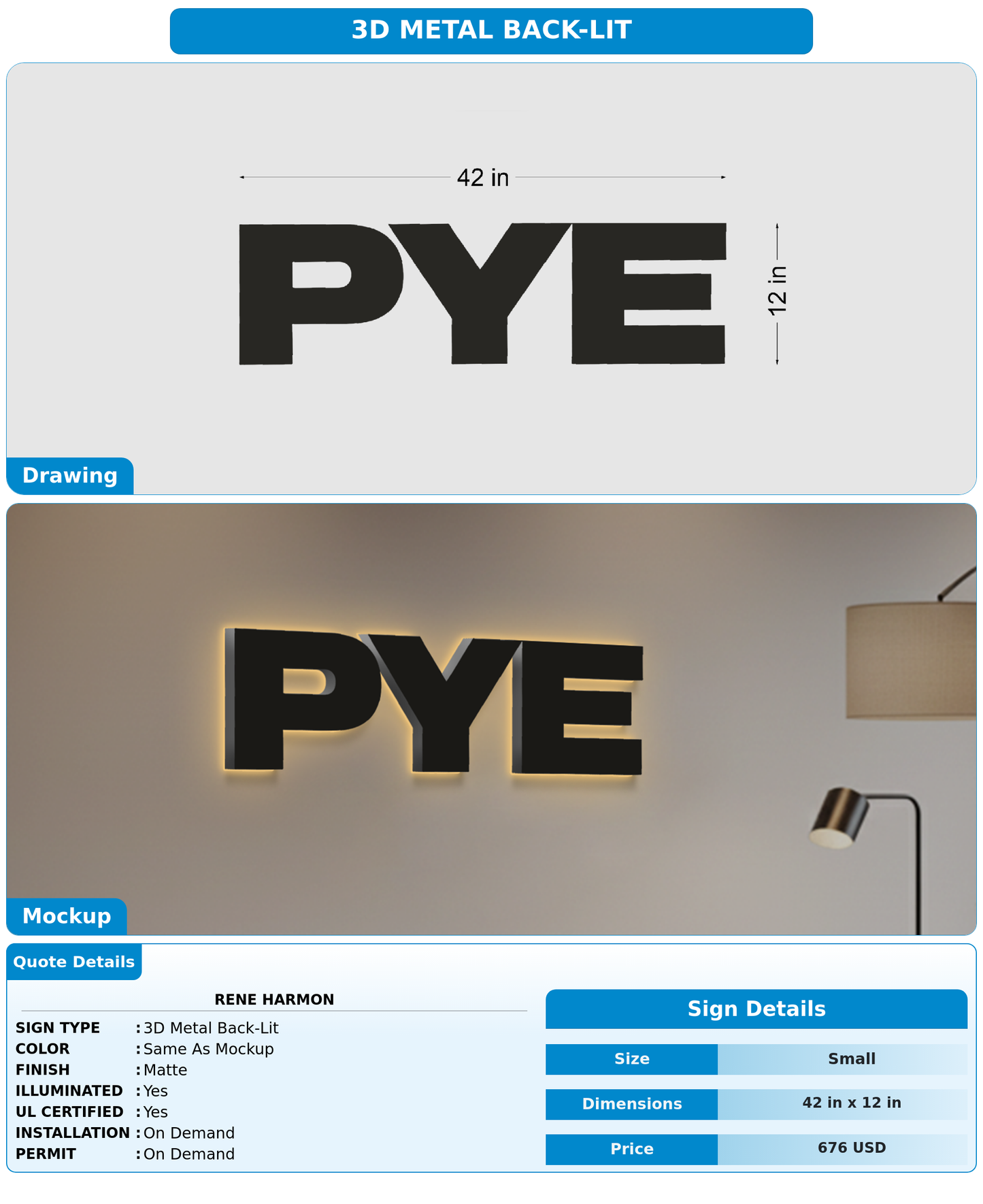 CUSTOM MOCKUP SIGN FOR Rene Harmon