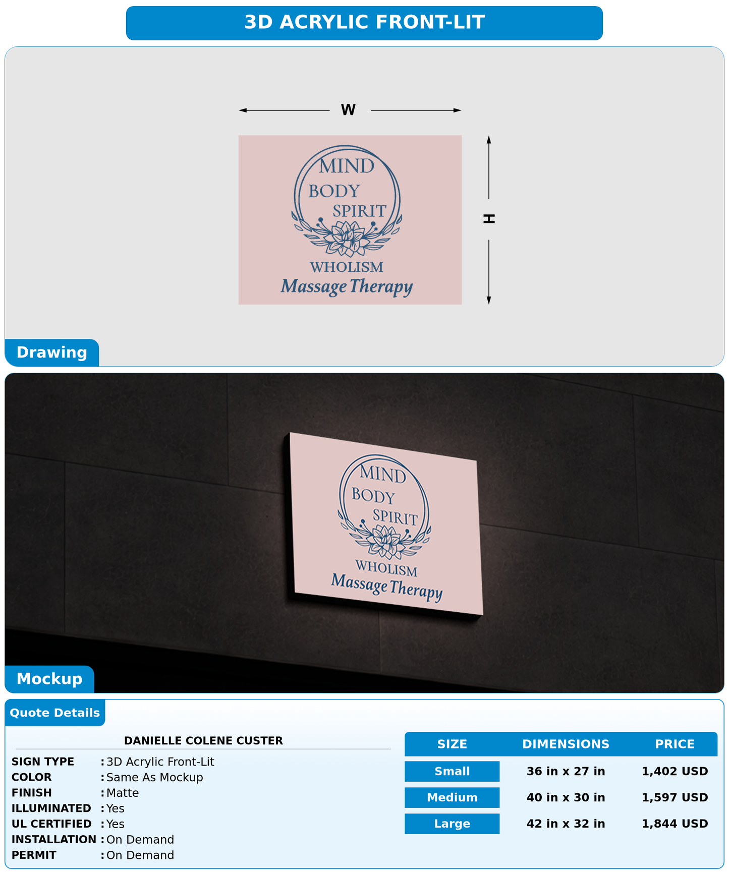 CUSTOM MOCKUP SIGN FOR Danielle Colene Custer