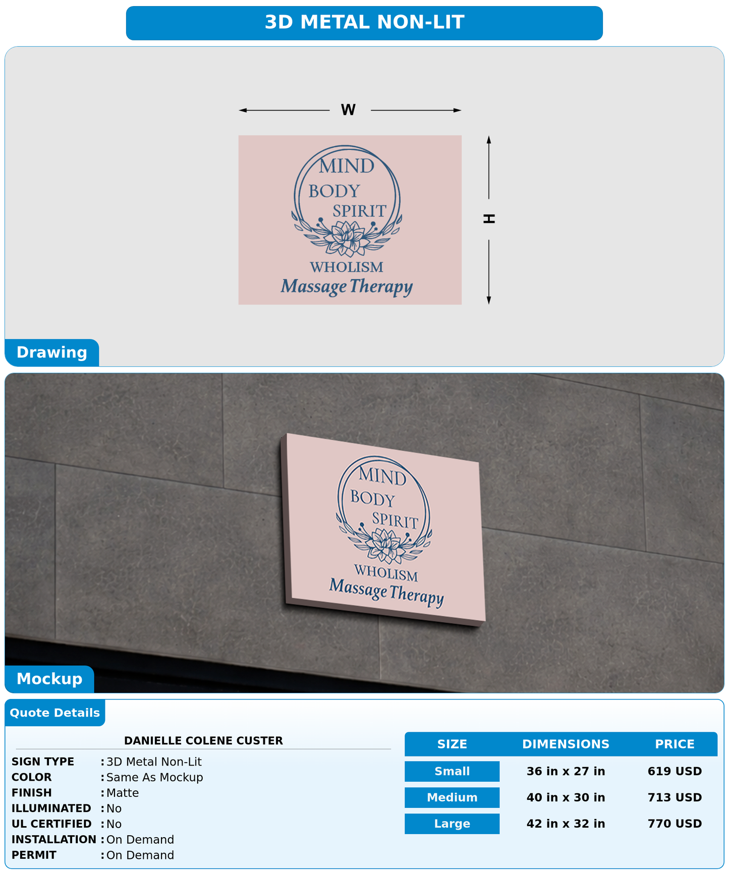 CUSTOM MOCKUP SIGN FOR Danielle Colene Custer
