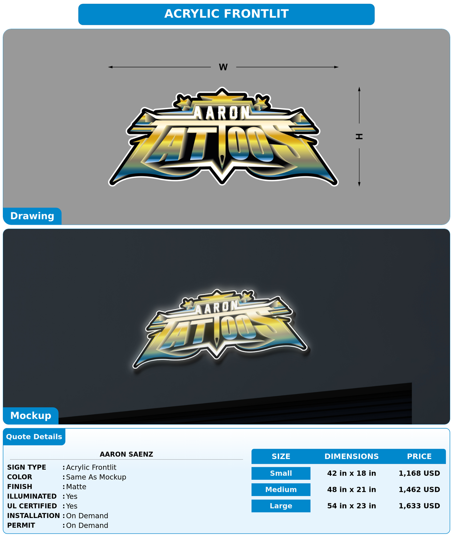 CUSTOM MOCKUP SIGN FOR AARON SAENZ