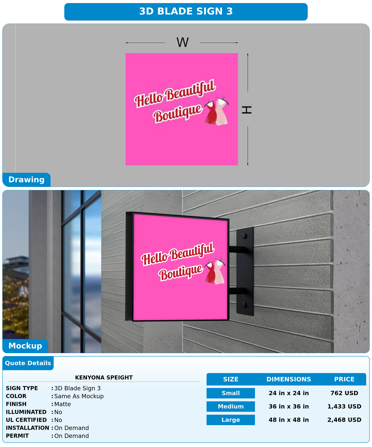 CUSTOM MOCKUP SIGN FOR Kenyona Speight