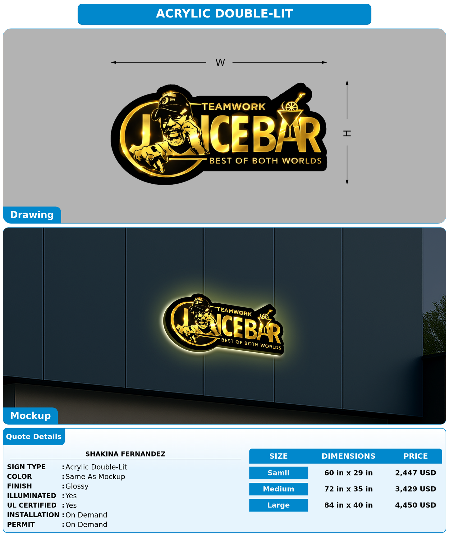 CUSTOM MOCKUP SIGN FOR Shakina Fernandez