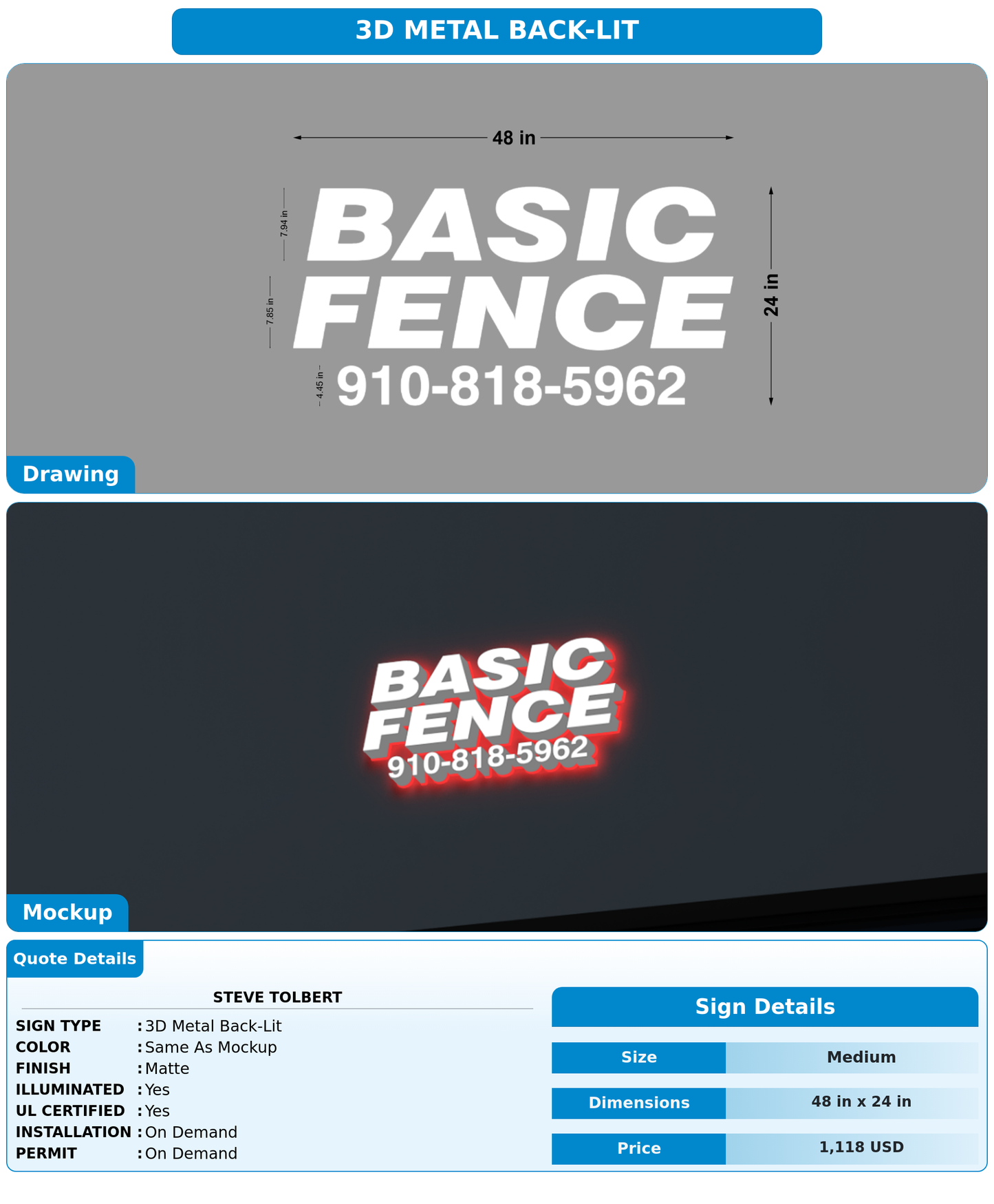 CUSTOM MOCKUP SIGN FOR steve tolbert
