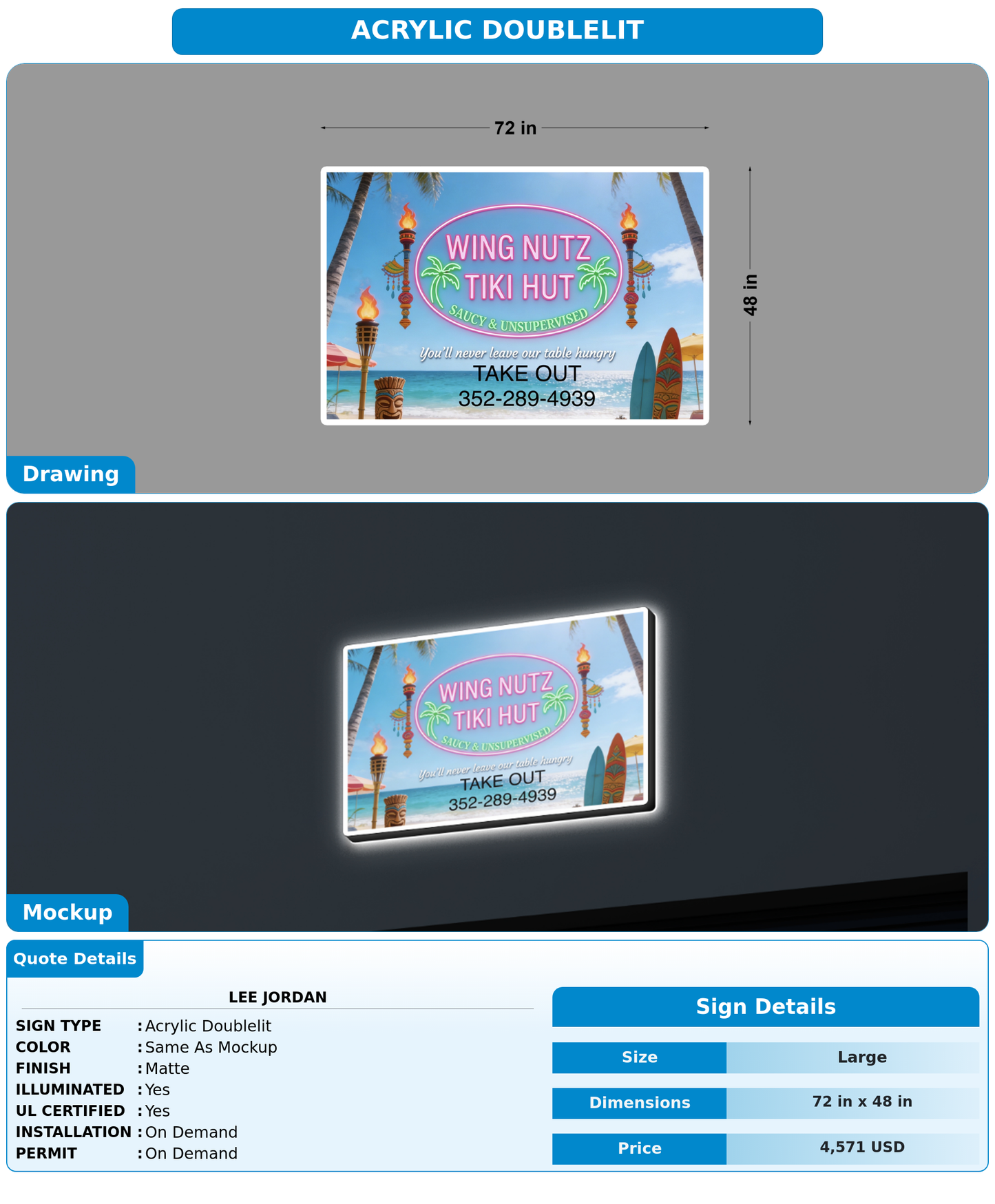 CUSTOM MOCKUP SIGN FOR Lee Jordan