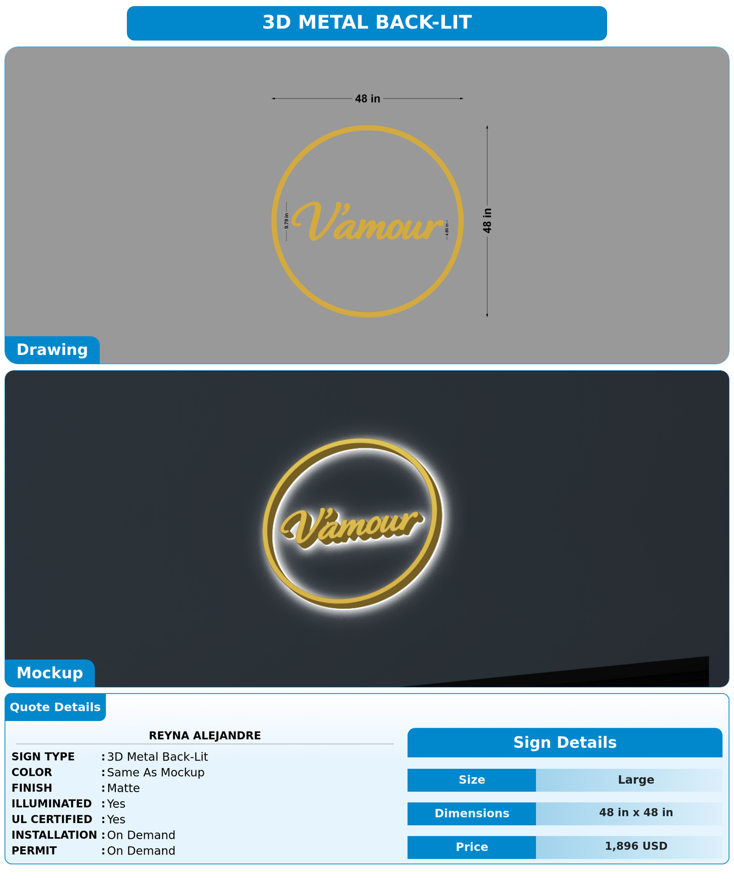 CUSTOM MOCKUP SIGN FOR Reyna alejandre