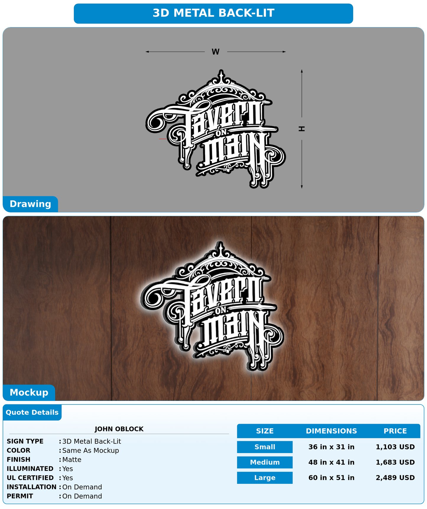CUSTOM MOCKUP SIGN FOR John Oblock
