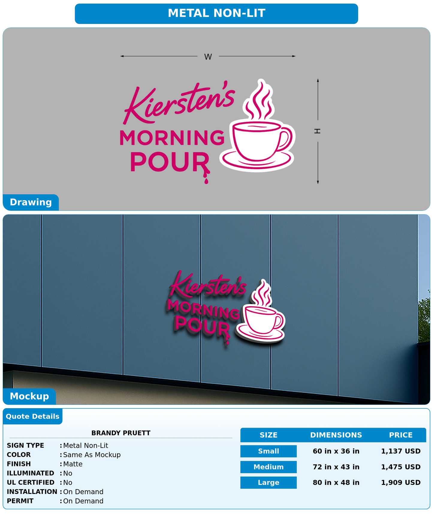 CUSTOM MOCKUP SIGN FOR Brandy Pruett