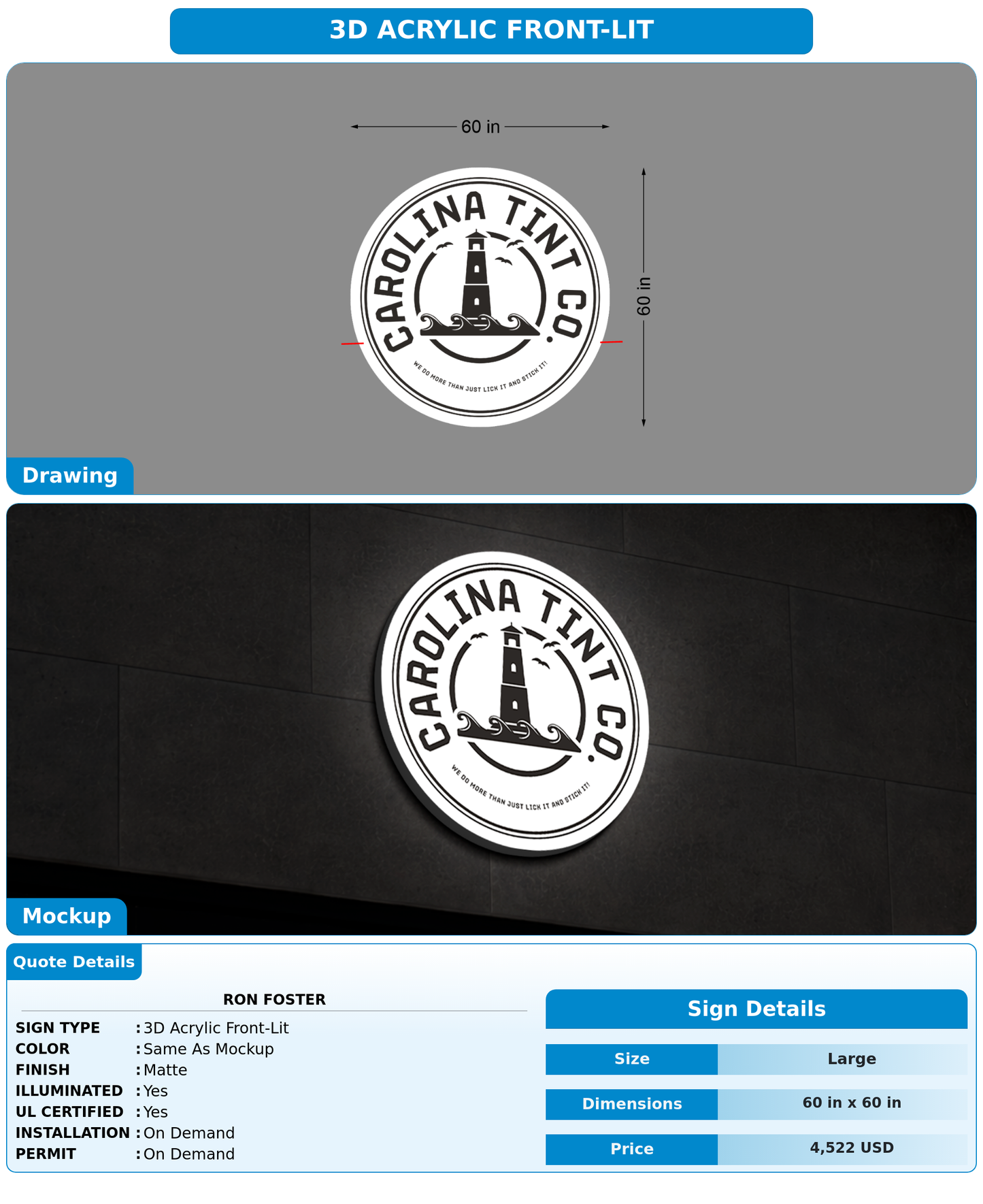 CUSTOM MOCKUP SIGN FOR Ron Foster