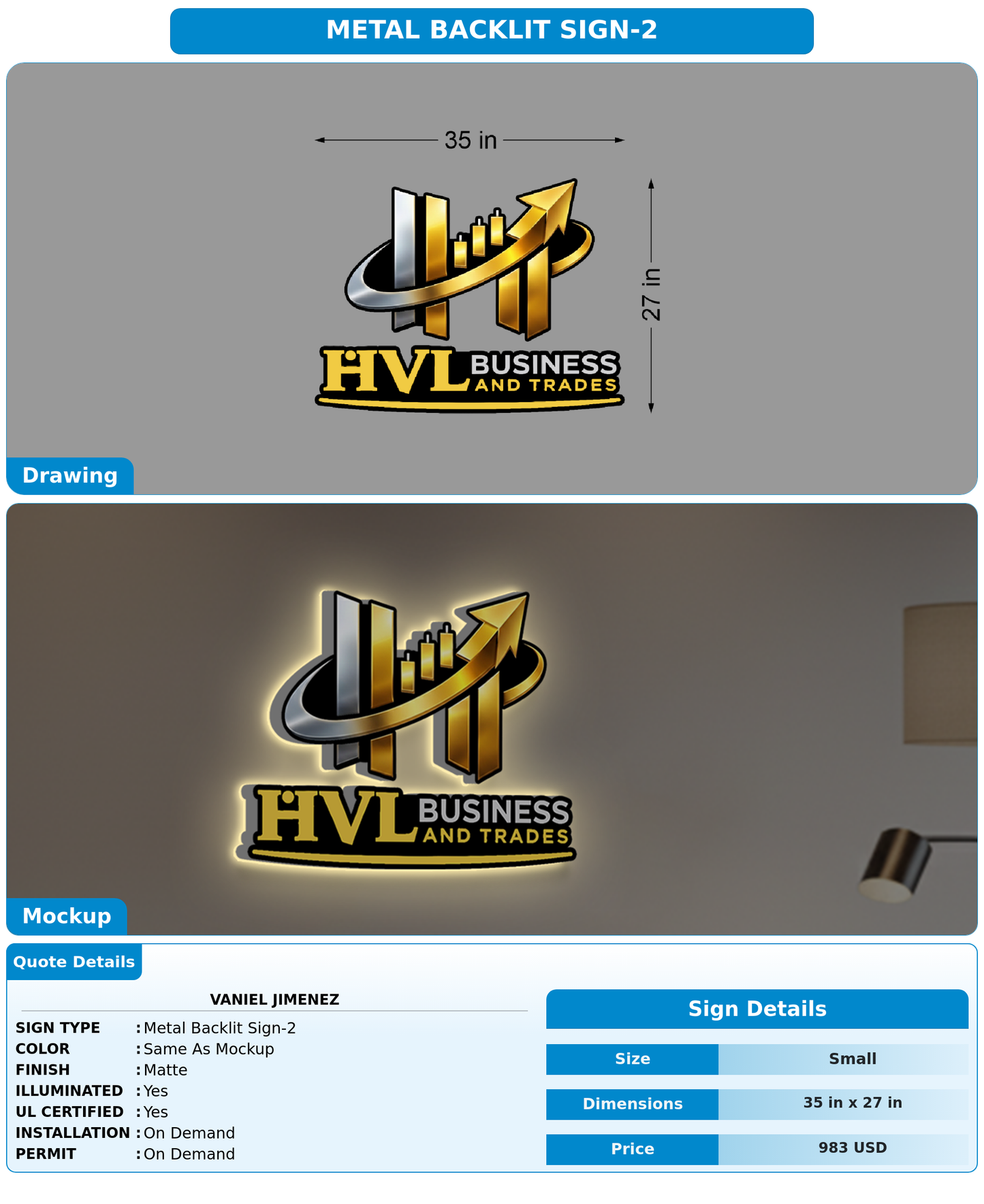 CUSTOM MOCKUP SIGN FOR Vaniel Jimenez