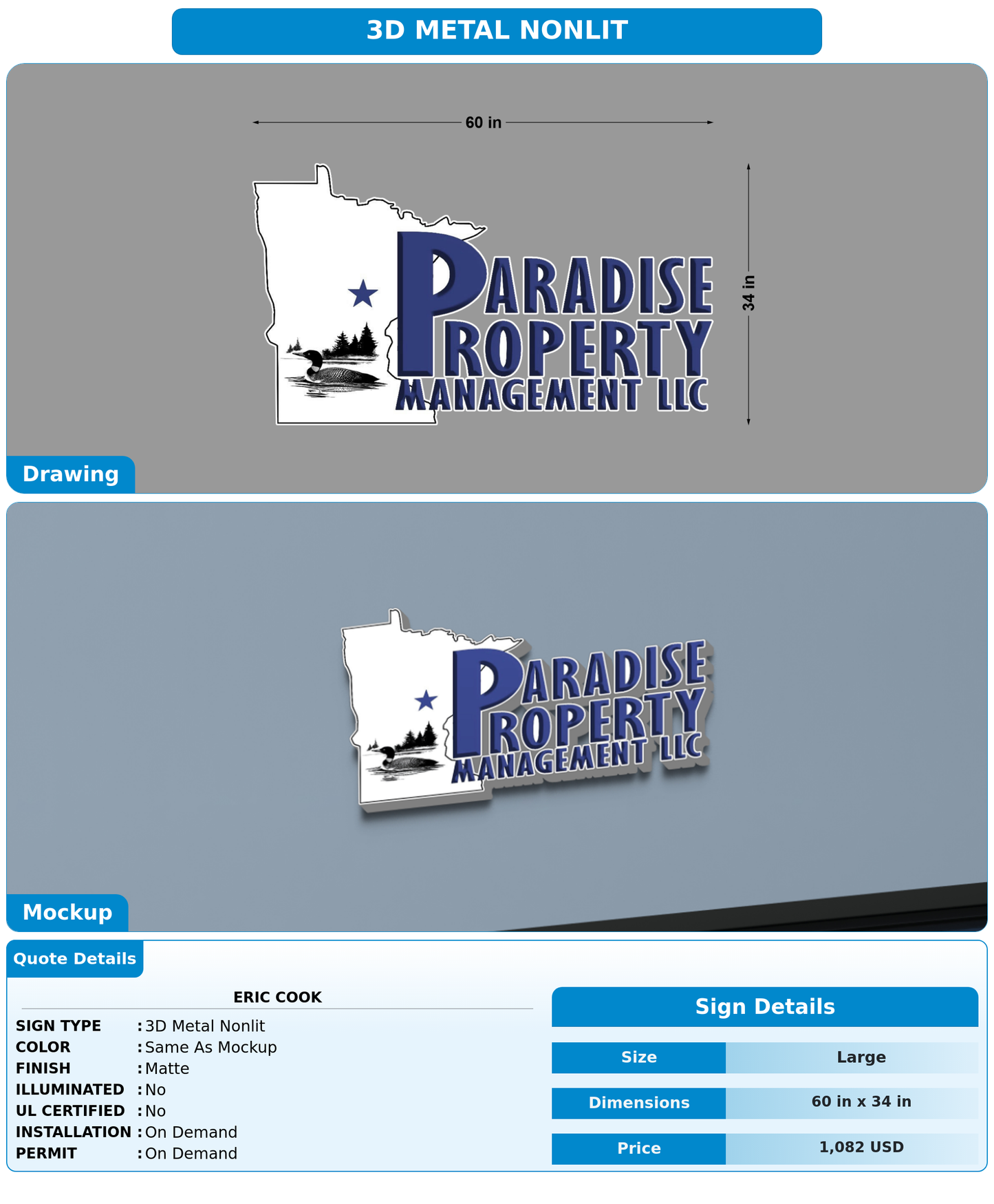 CUSTOM MOCKUP SIGN FOR Eric Cook