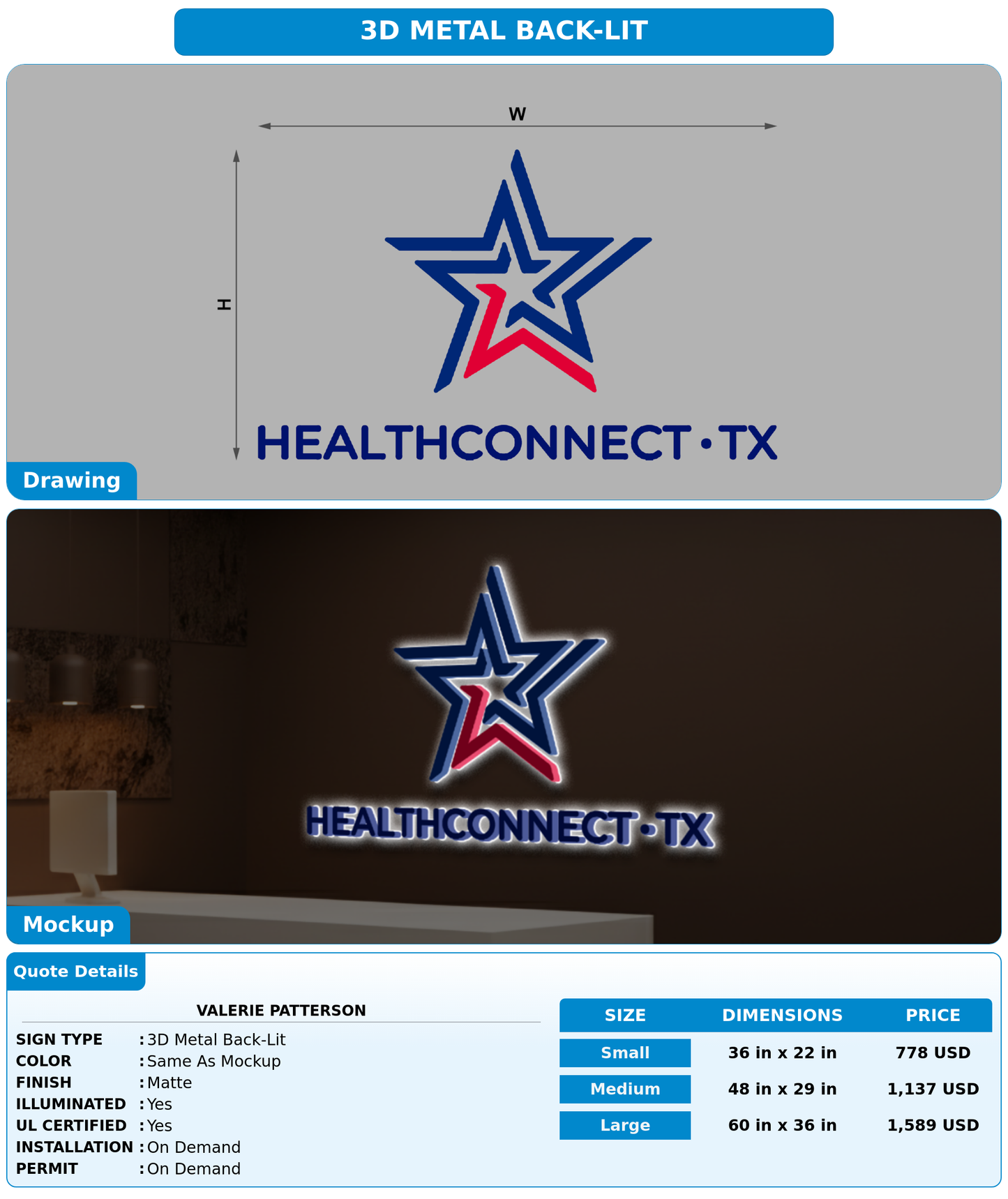 CUSTOM MOCKUP SIGN FOR Valerie Patterson