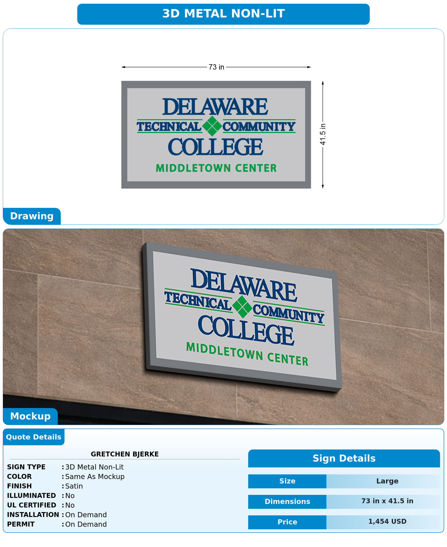 CUSTOM MOCKUP SIGN FOR Gretchen Bjerke