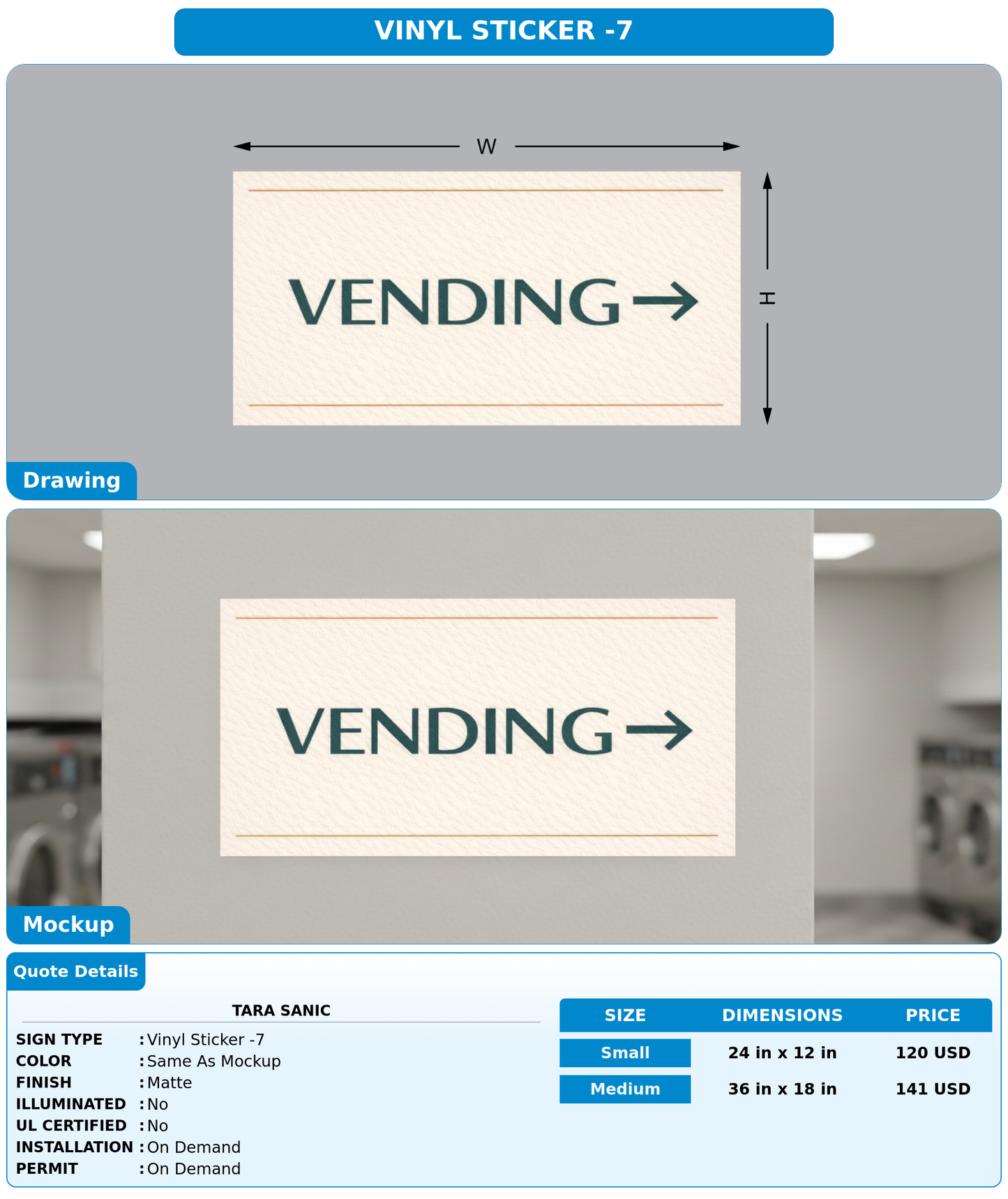 CUSTOM MOCKUP SIGN FOR Tara SaniC