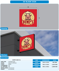 CUSTOM MOCKUP SIGN FOR BUMP'S BAR B Q