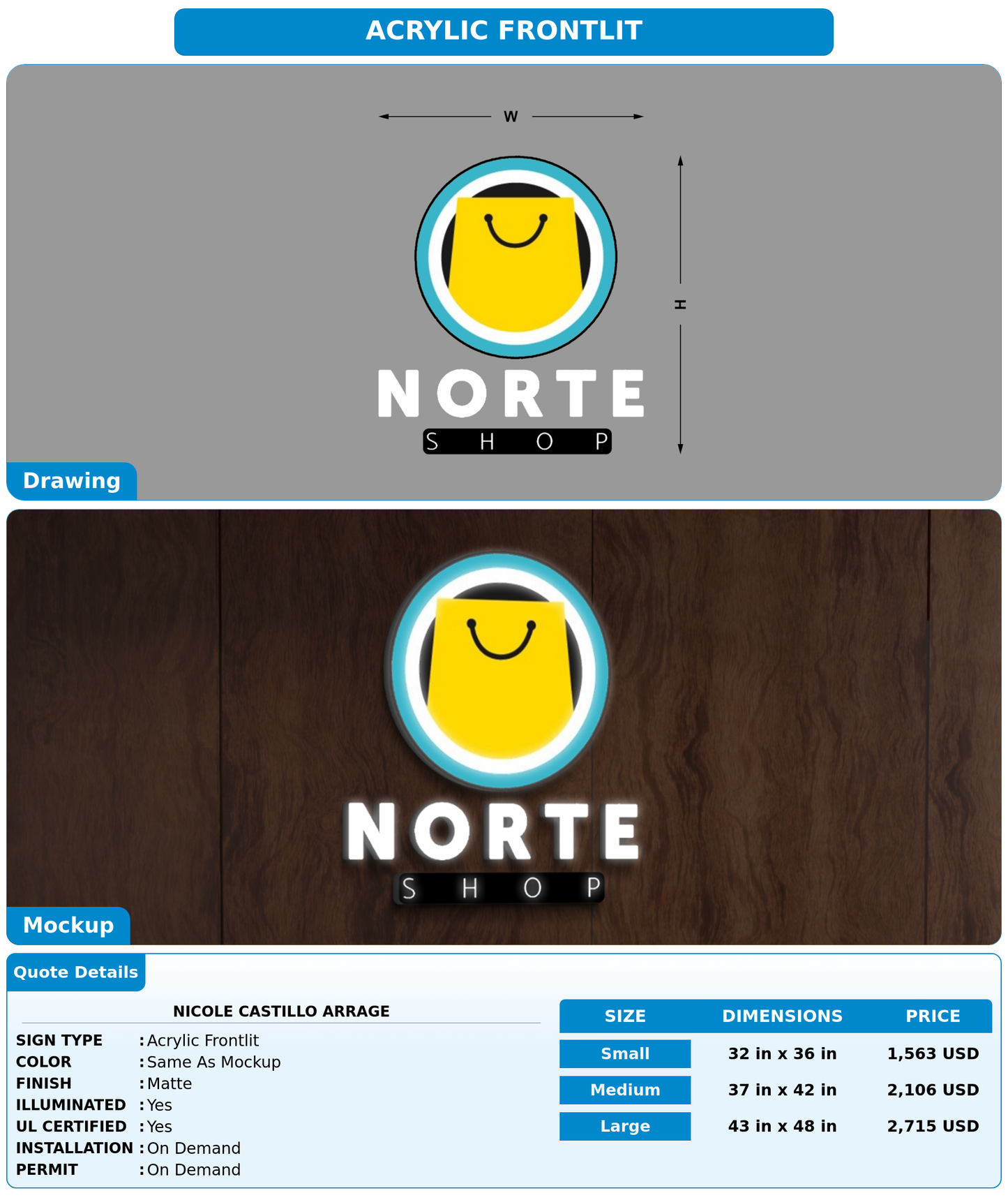 CUSTOM MOCKUP SIGN FOR Nicole Castillo Arrage