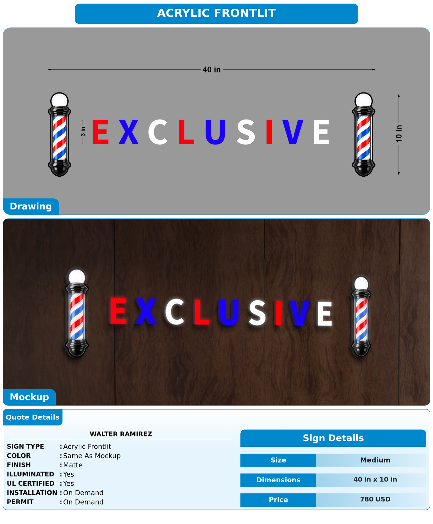 CUSTOM MOCKUP SIGN FOR Walter  Ramirez