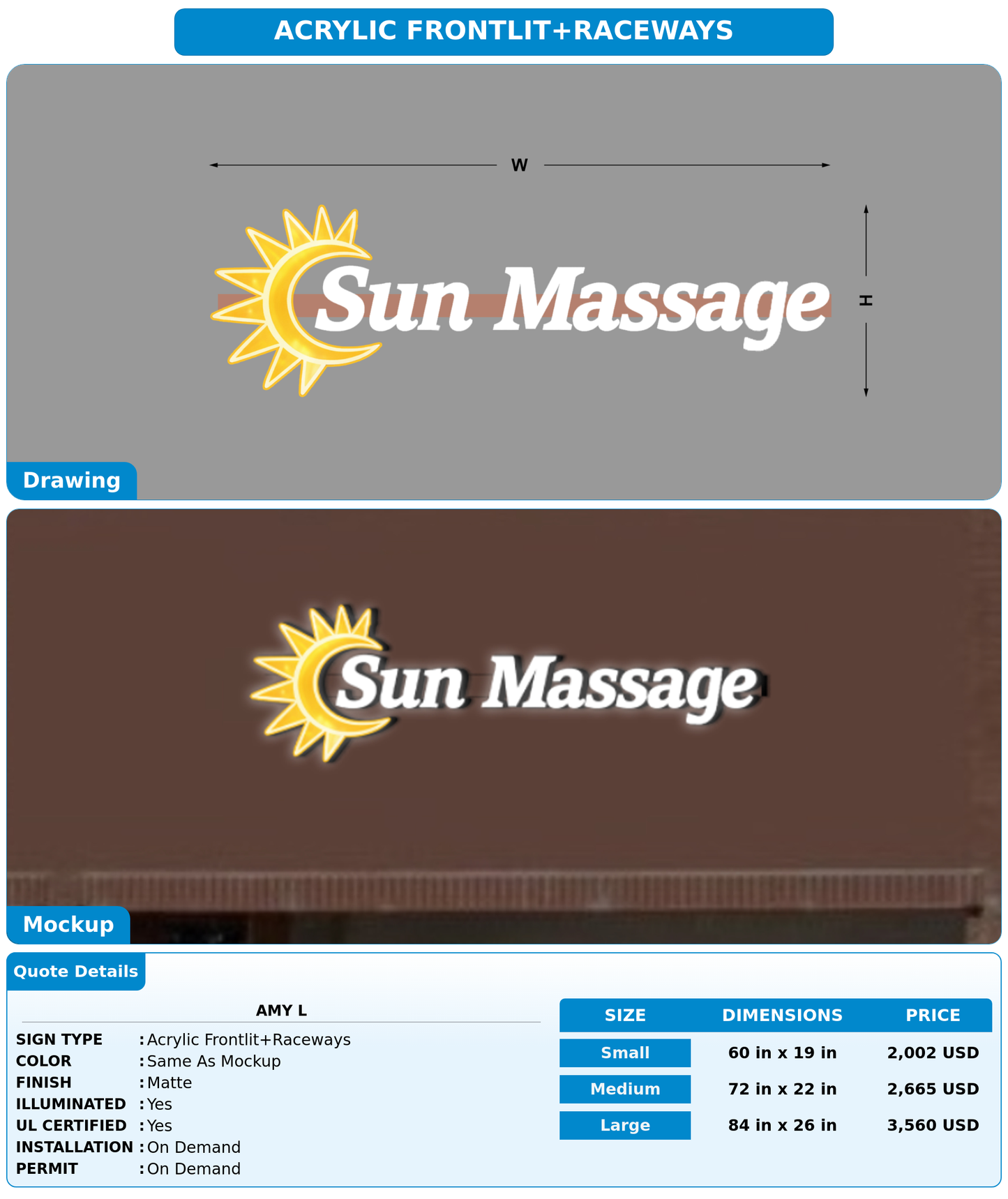 CUSTOM MOCKUP SIGN FOR Amy L