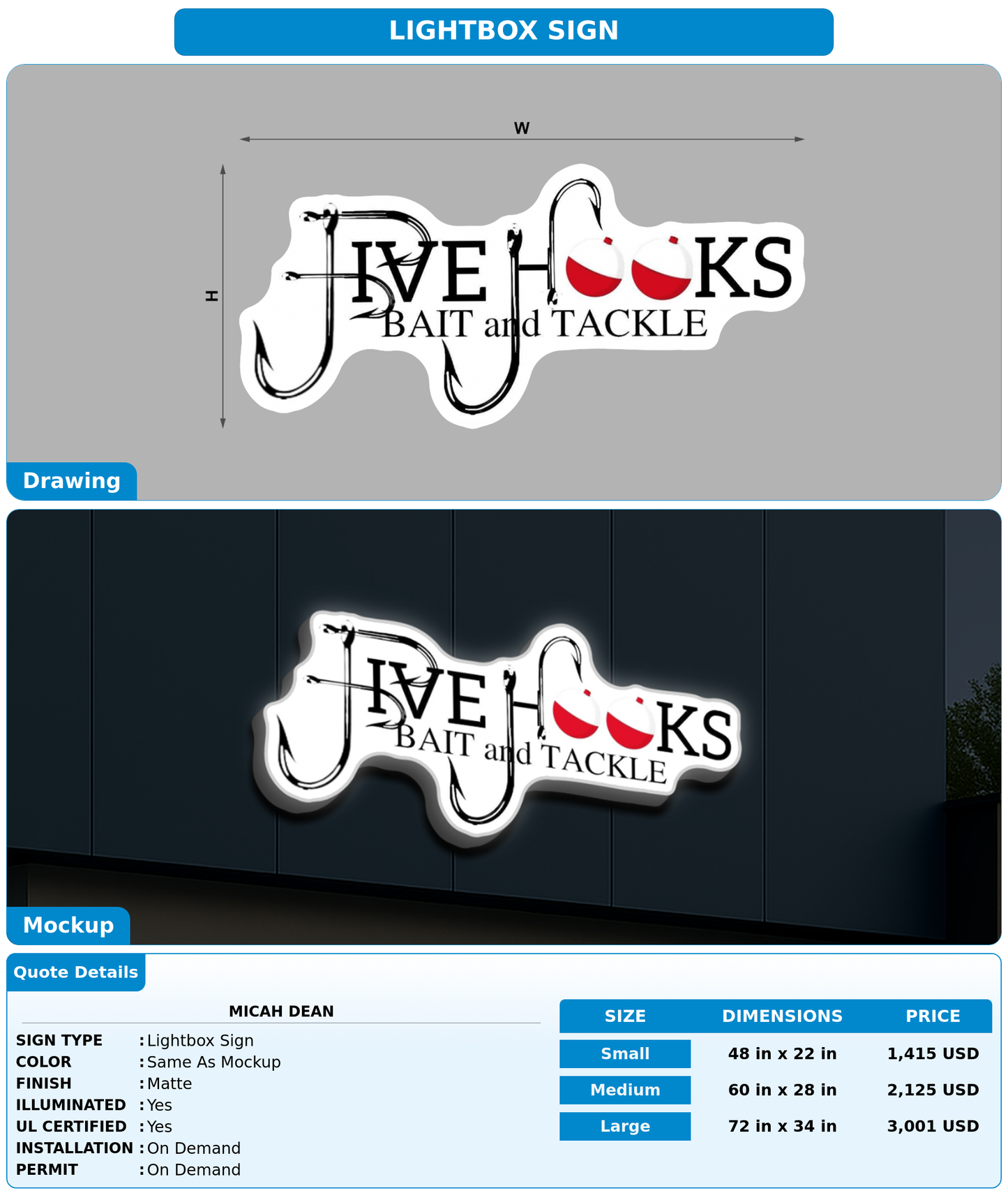 CUSTOM MOCKUP SIGN FOR Micah Dean