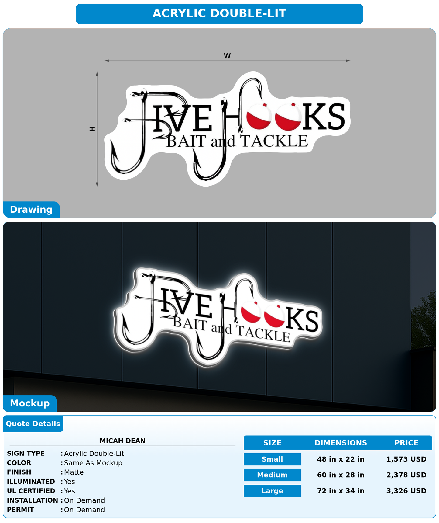 CUSTOM MOCKUP SIGN FOR Micah Dean