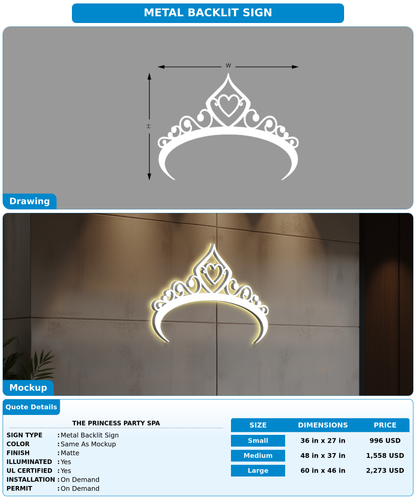 CUSTOM MOCKUP SIGN FOR The Princess Party Spa