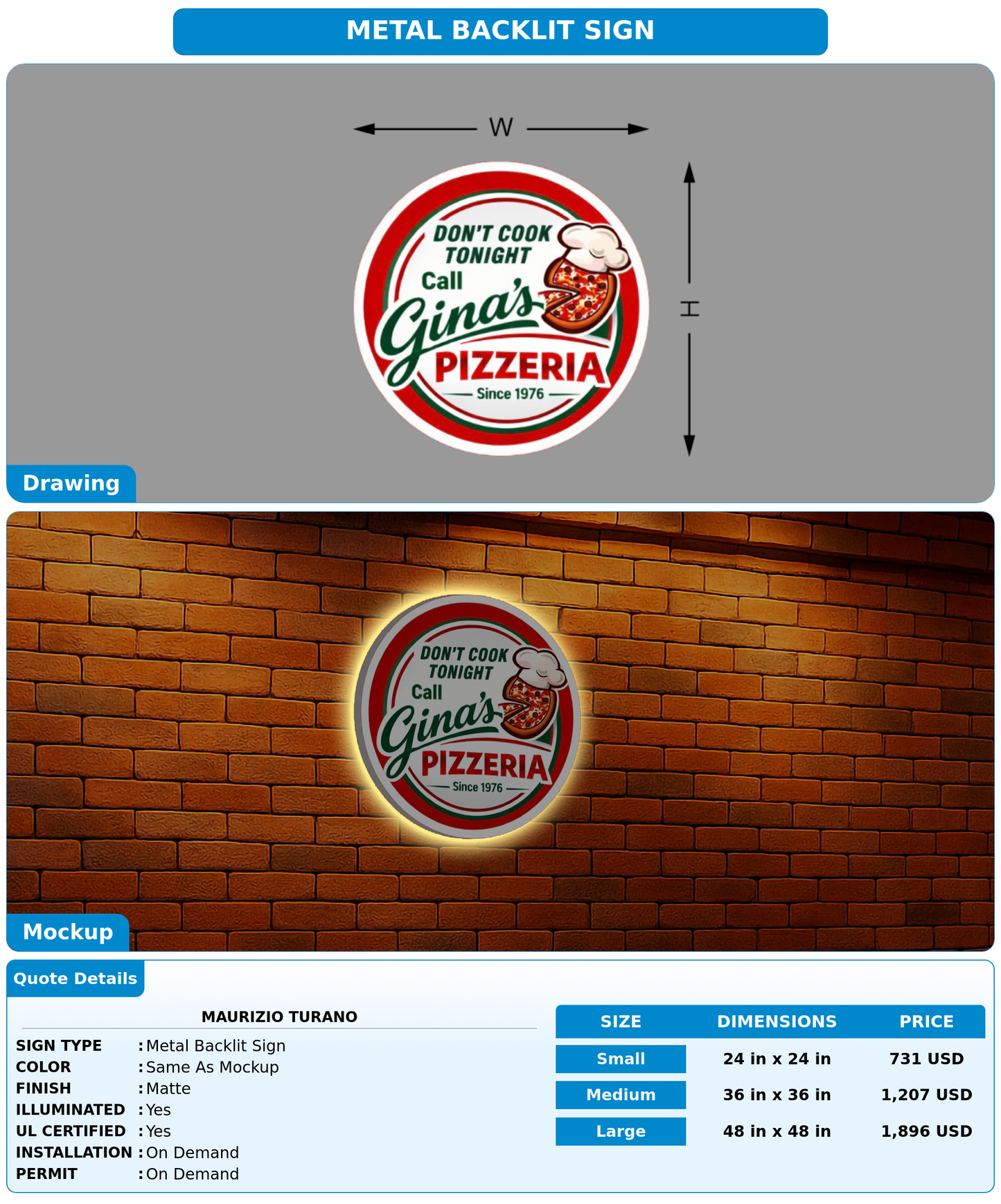 CUSTOM MOCKUP SIGN FOR Maurizio Turano