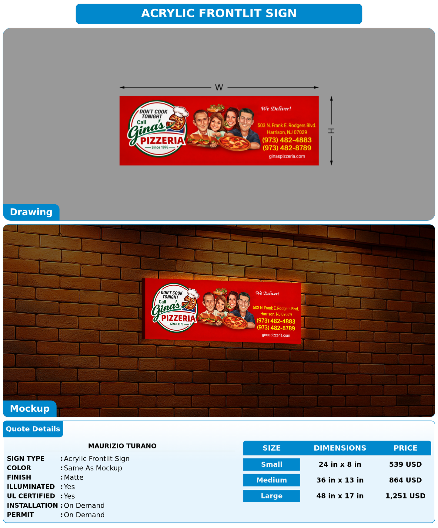 CUSTOM MOCKUP SIGN FOR Maurizio Turano