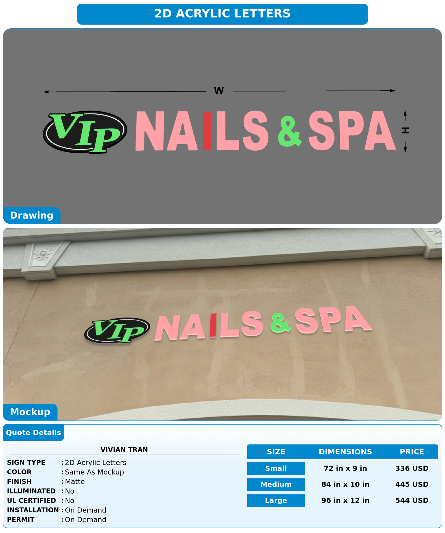 CUSTOM MOCKUP SIGN FOR Vivian Tran