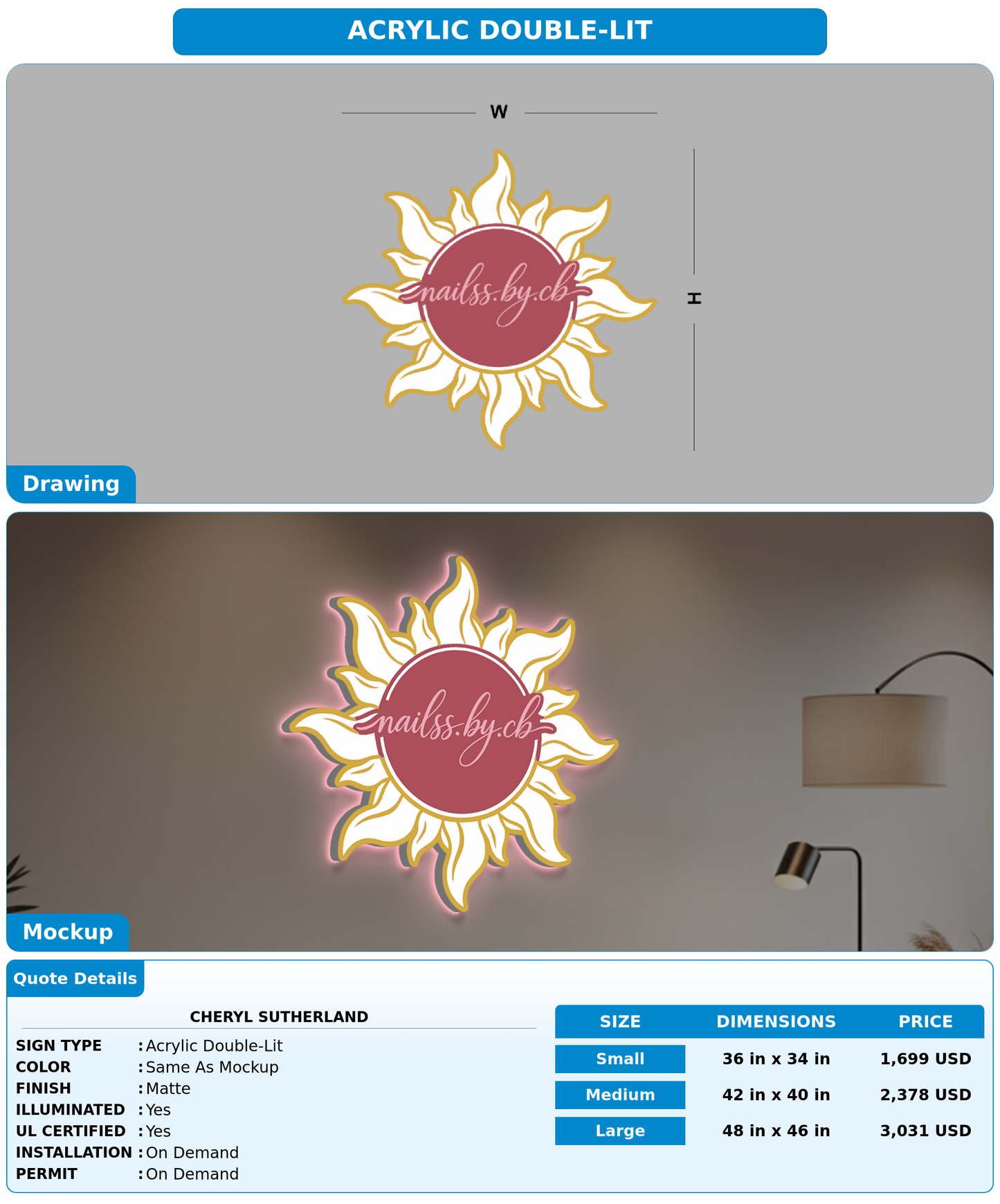 CUSTOM MOCKUP SIGN FOR Cheryl Sutherland