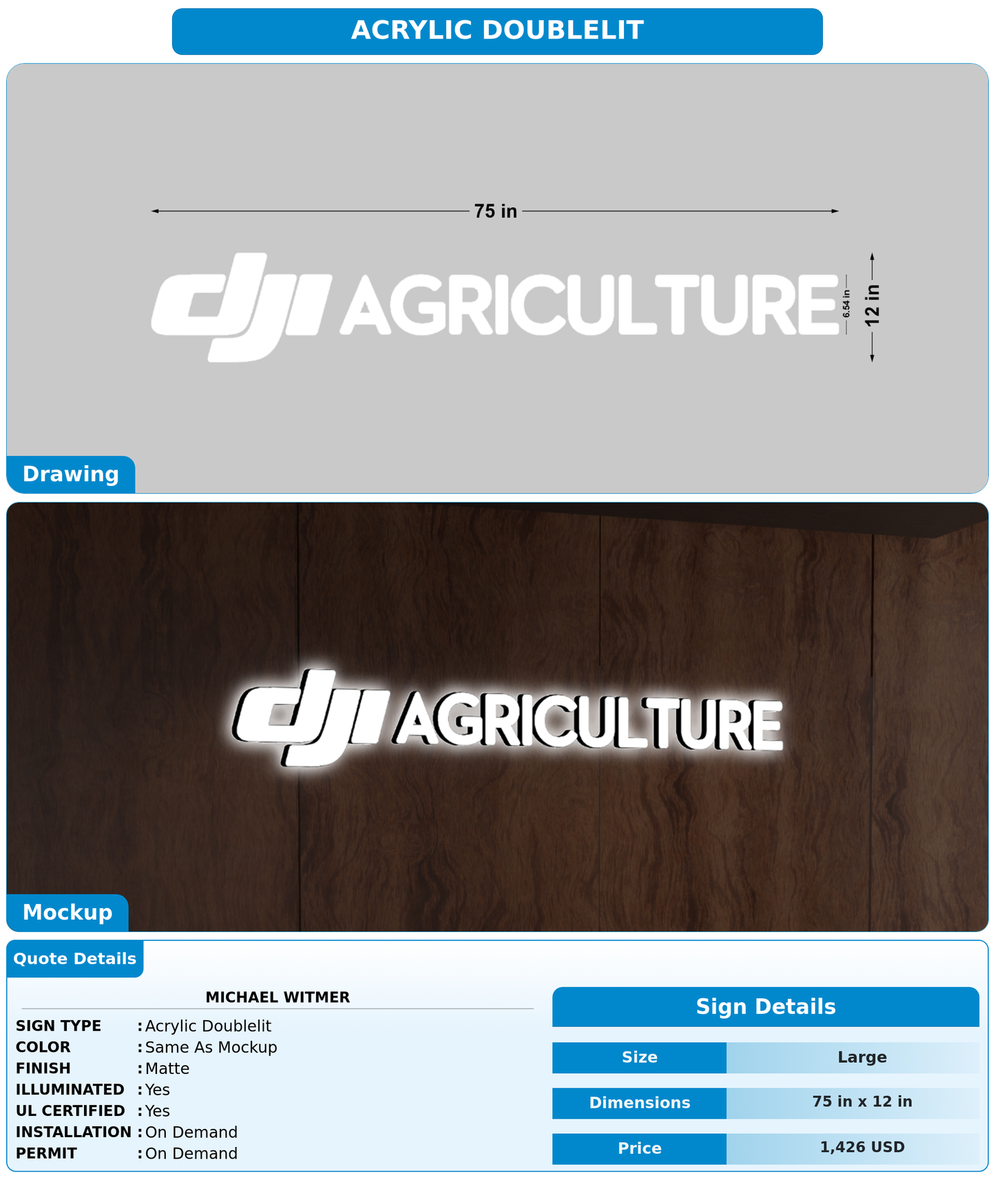 CUSTOM MOCKUP SIGN FOR Michael Witmer