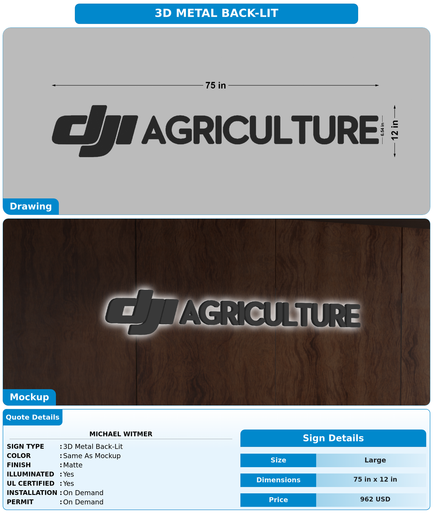 CUSTOM MOCKUP SIGN FOR Michael Witmer