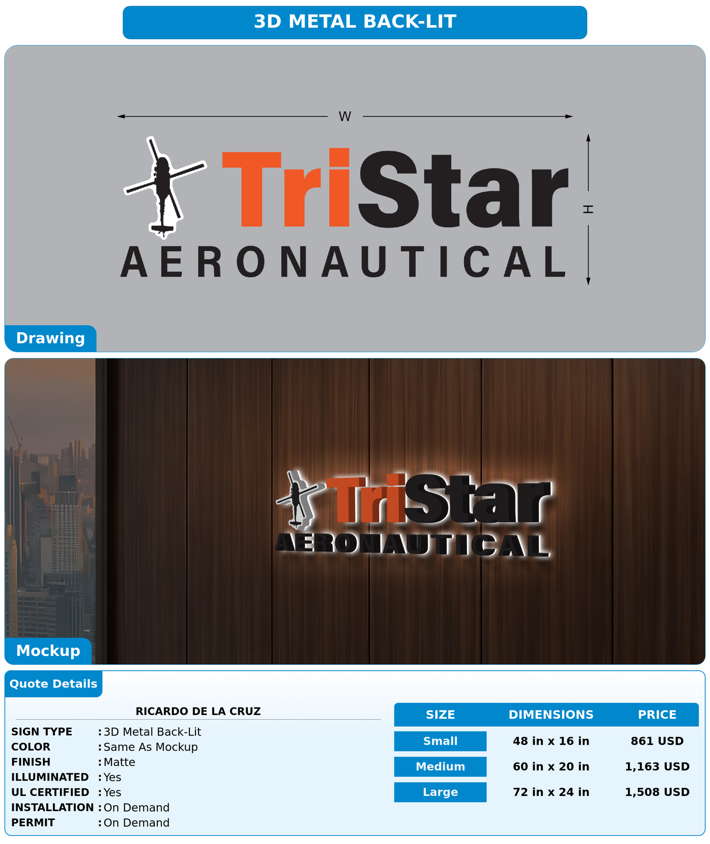 CUSTOM MOCKUP SIGN FOR Ricardo De La Cruz