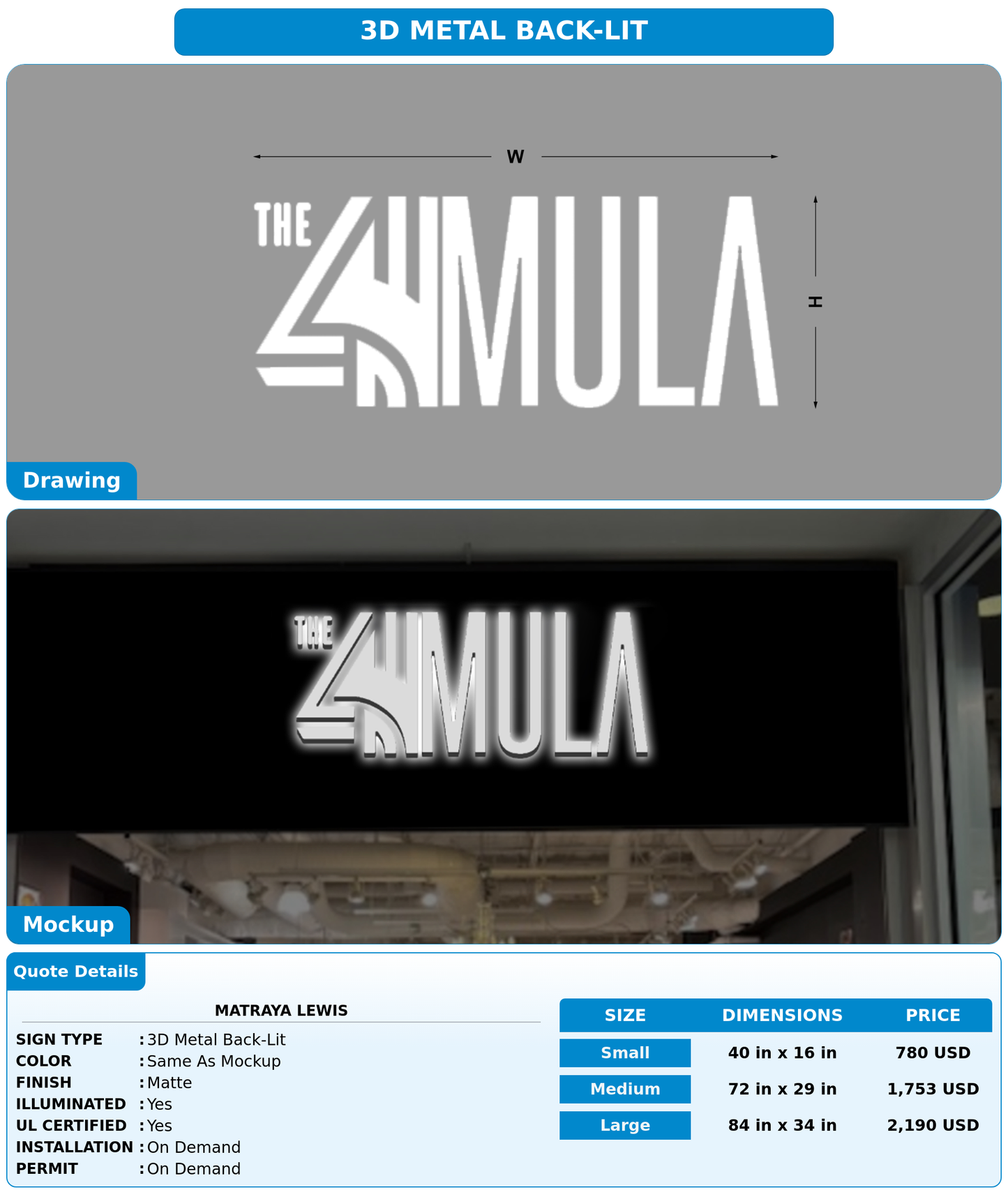 CUSTOM MOCKUP SIGN FOR Matraya Lewis