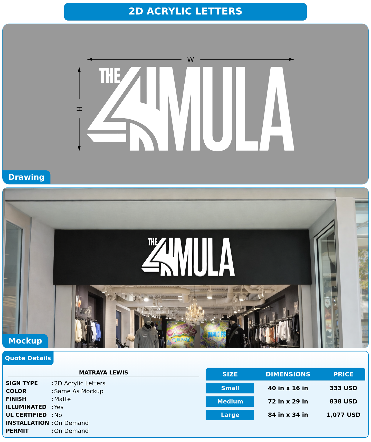 CUSTOM MOCKUP SIGN FOR Matraya Lewis