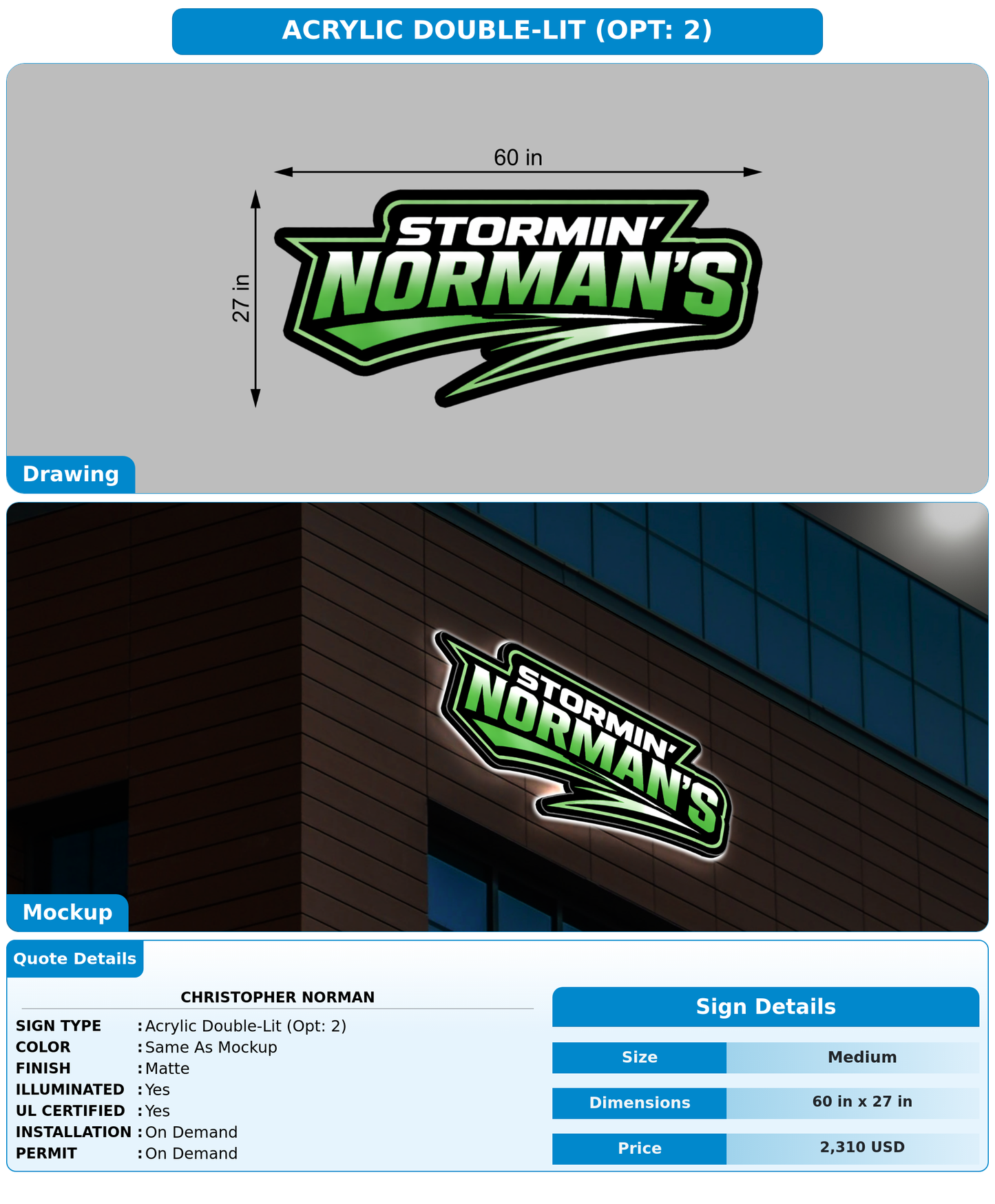 CUSTOM MOCKUP SIGN FOR Christopher Norman