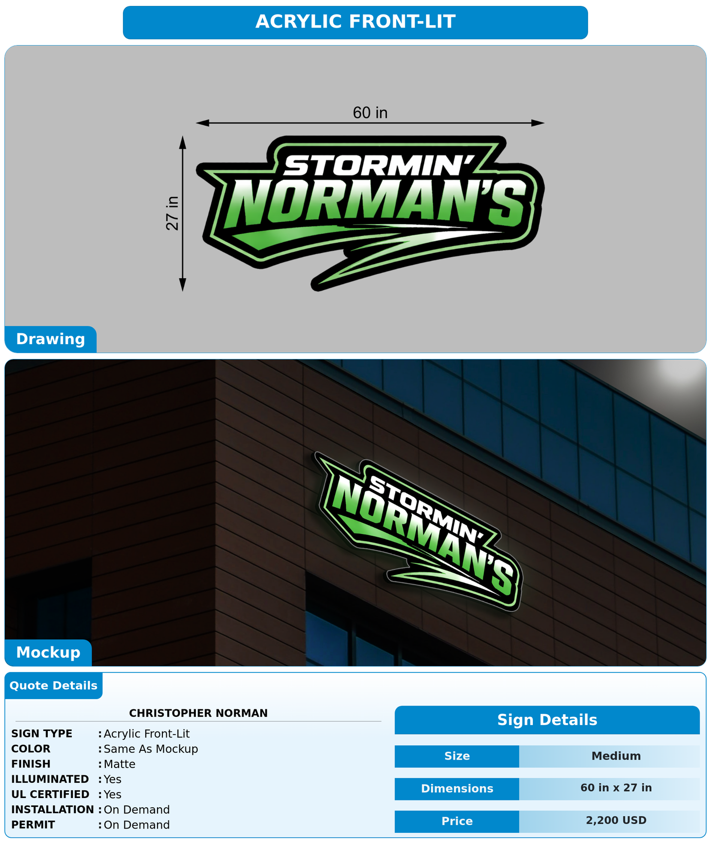 CUSTOM MOCKUP SIGN FOR Christopher Norman