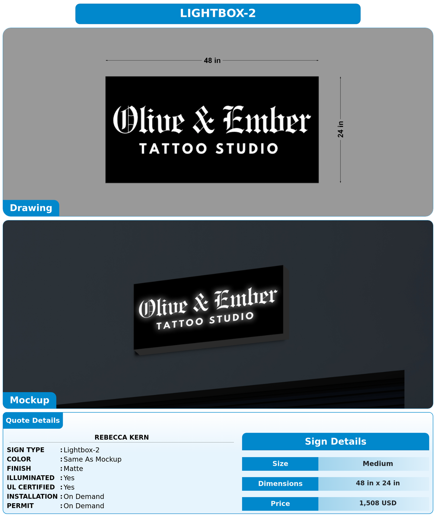CUSTOM MOCKUP SIGN FOR Rebecca Kern