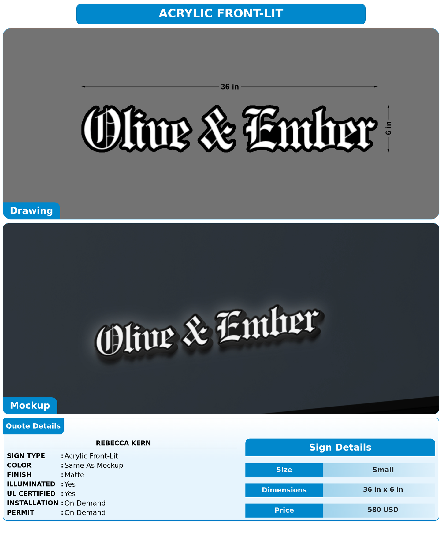 CUSTOM MOCKUP SIGN FOR Rebecca Kern