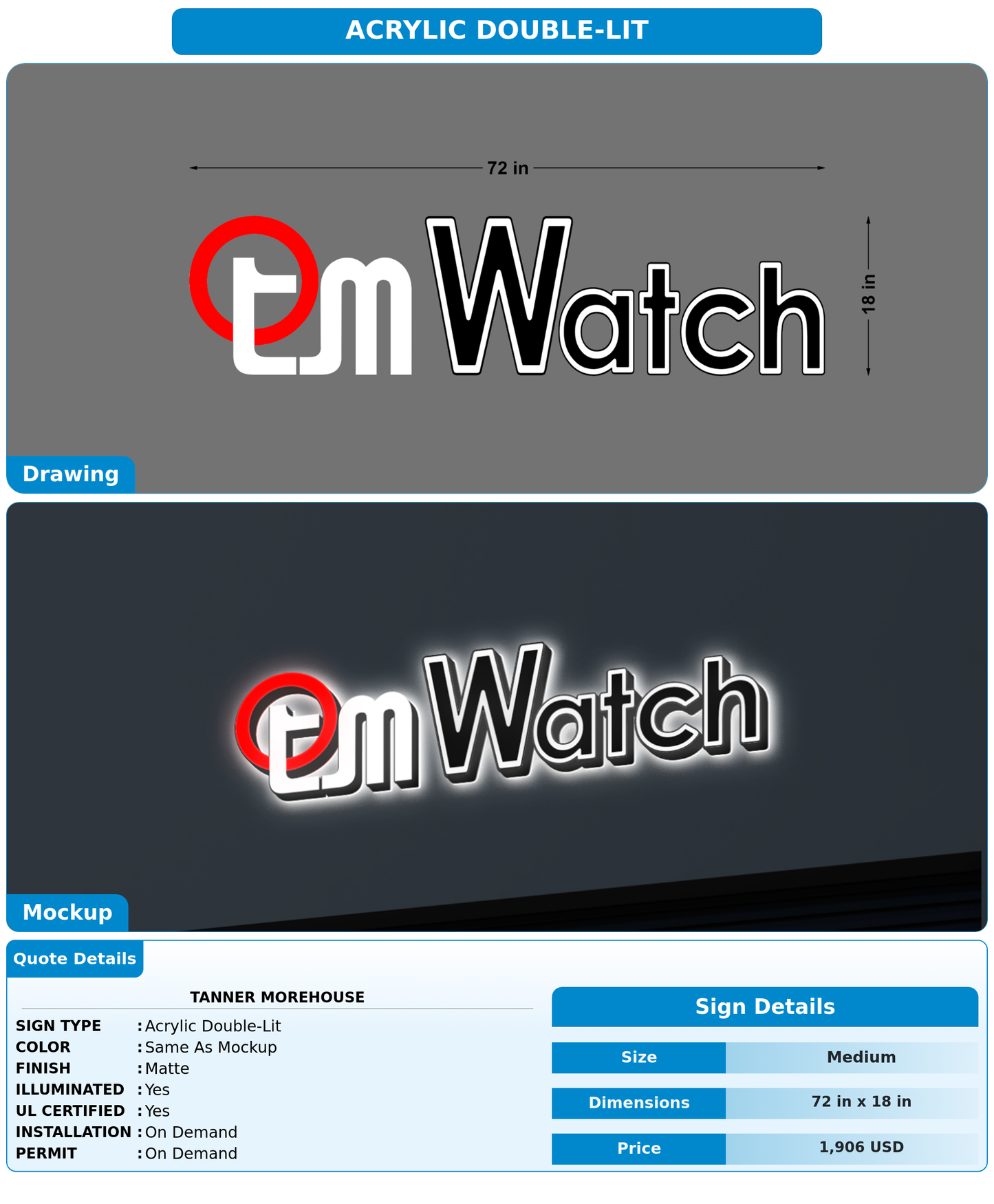CUSTOM MOCKUP SIGN FOR Tanner Morehouse